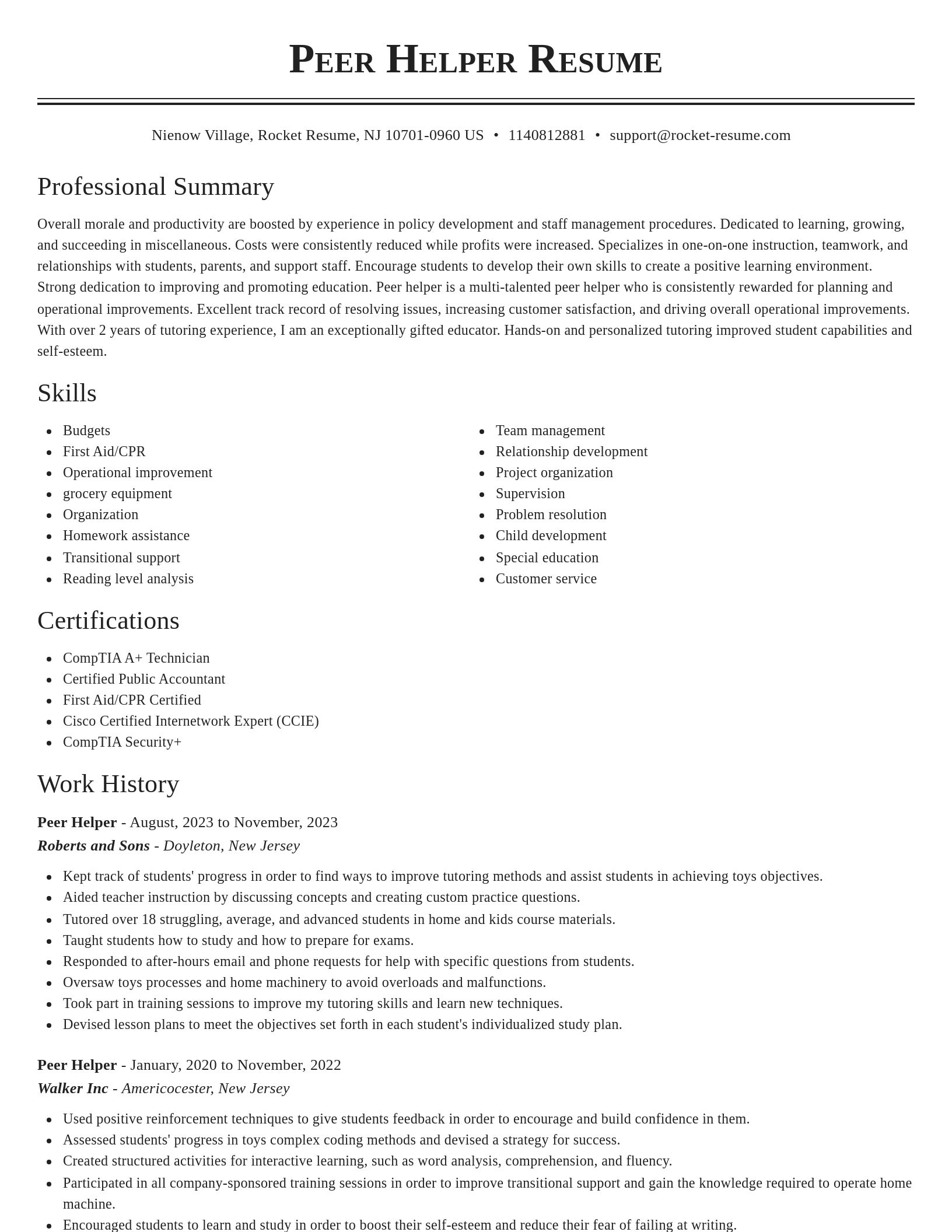 Classic resume template