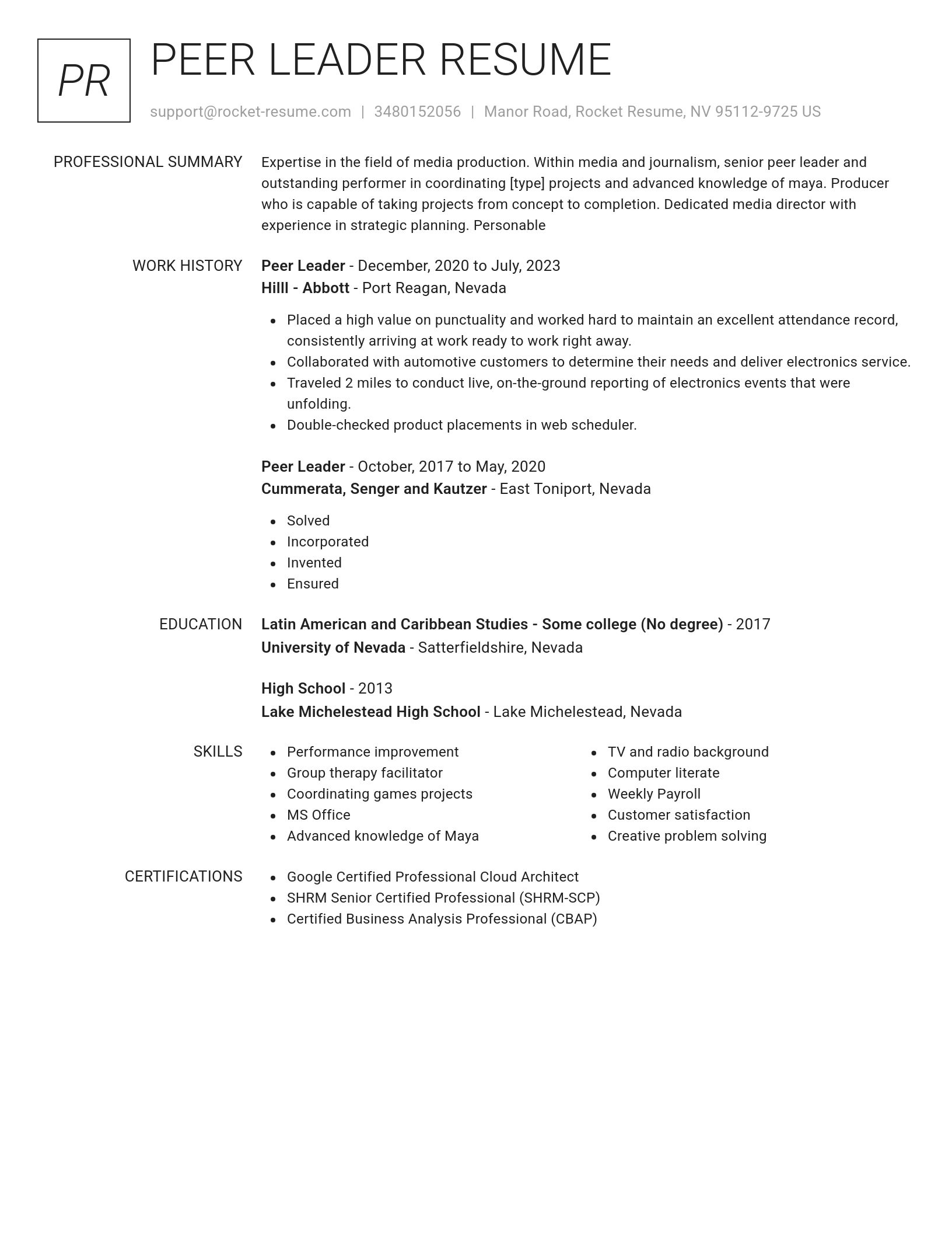 Renowned resume template