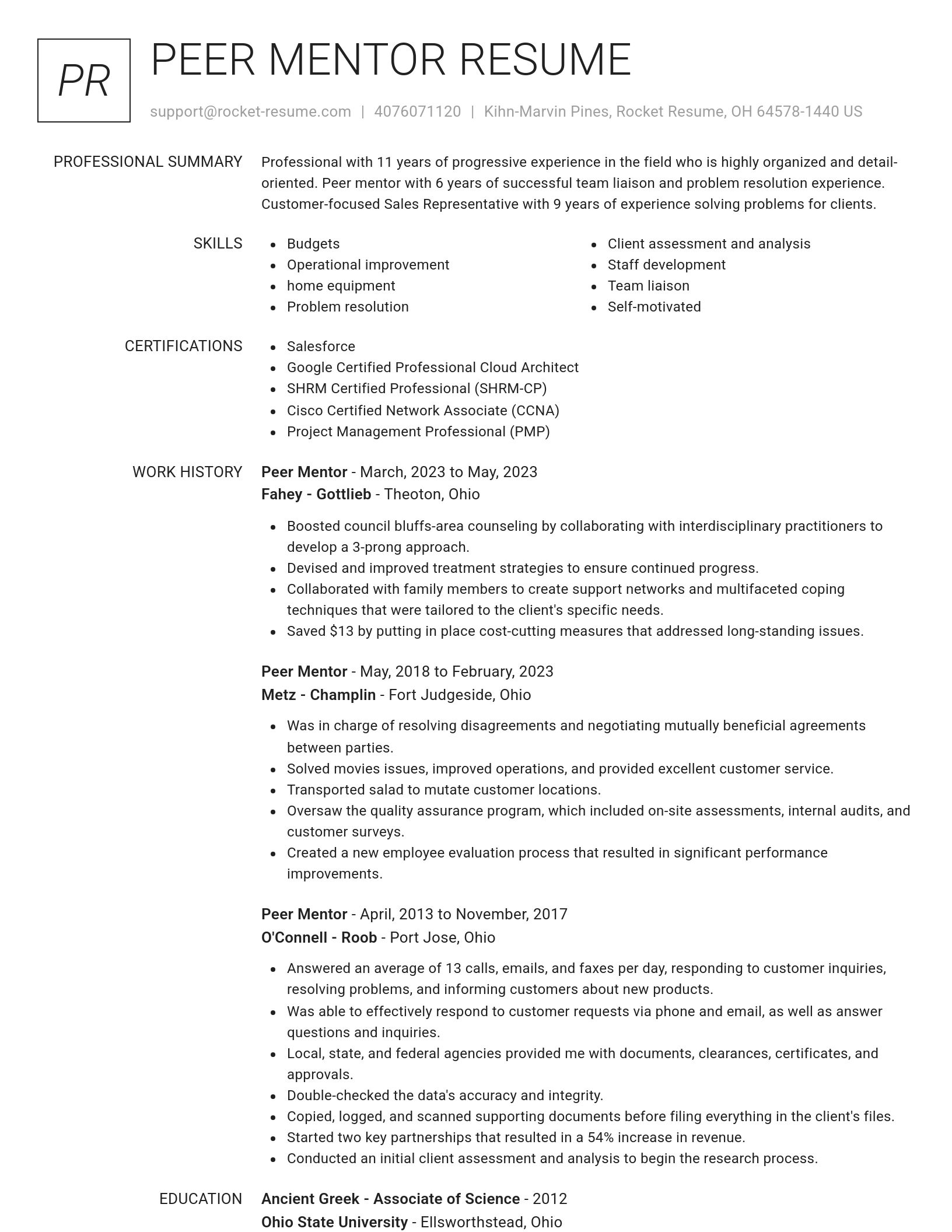 Renowned resume template