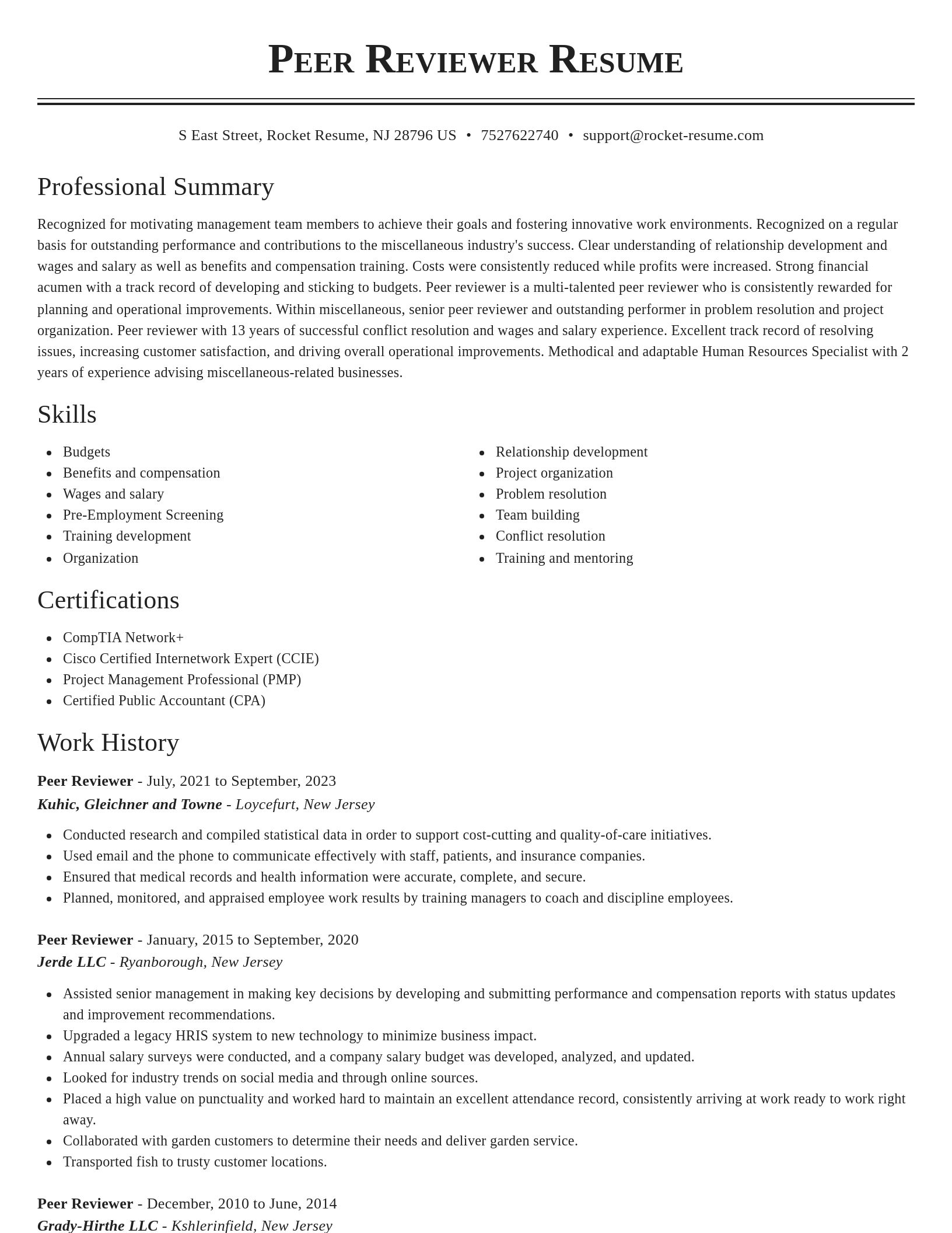 Classic resume template