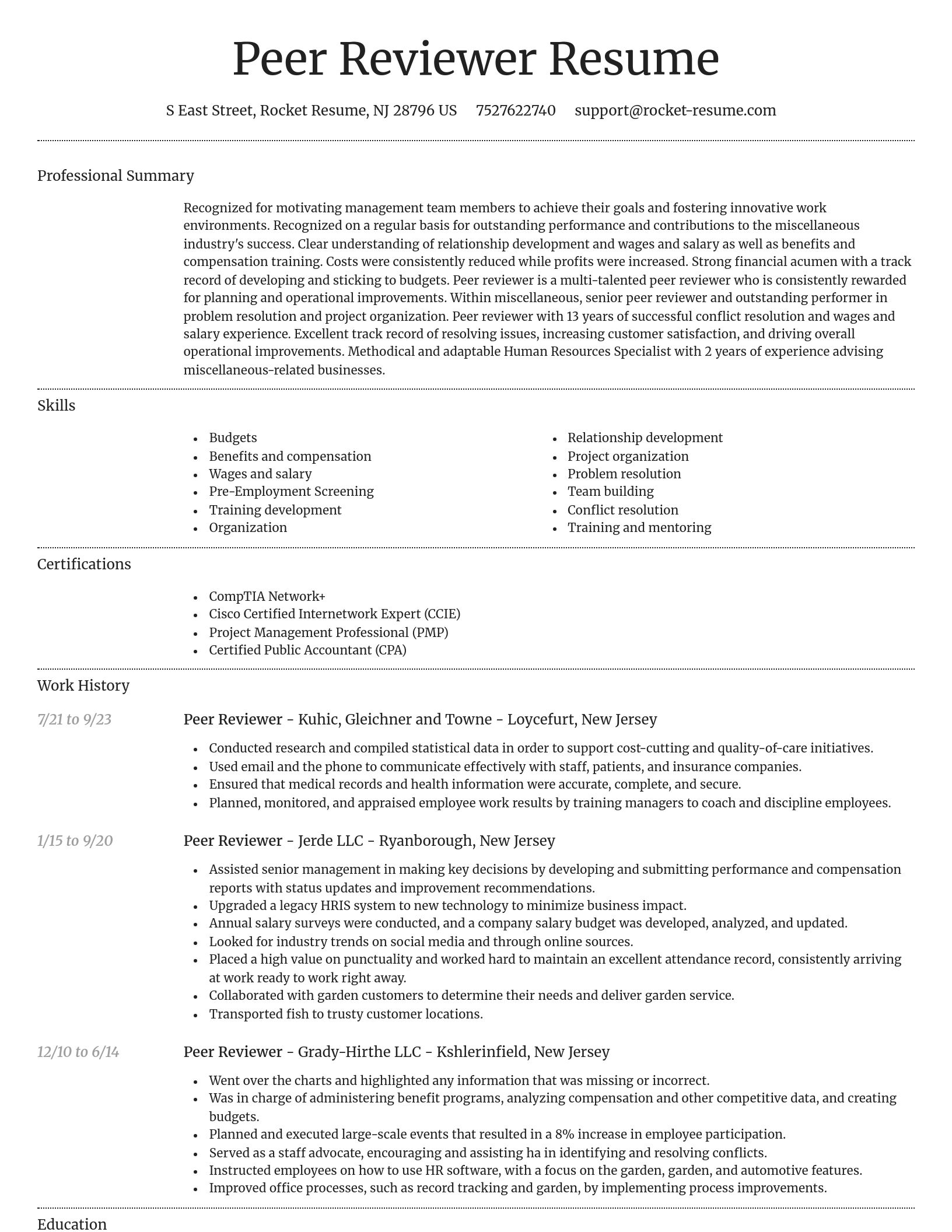 Dignified resume template