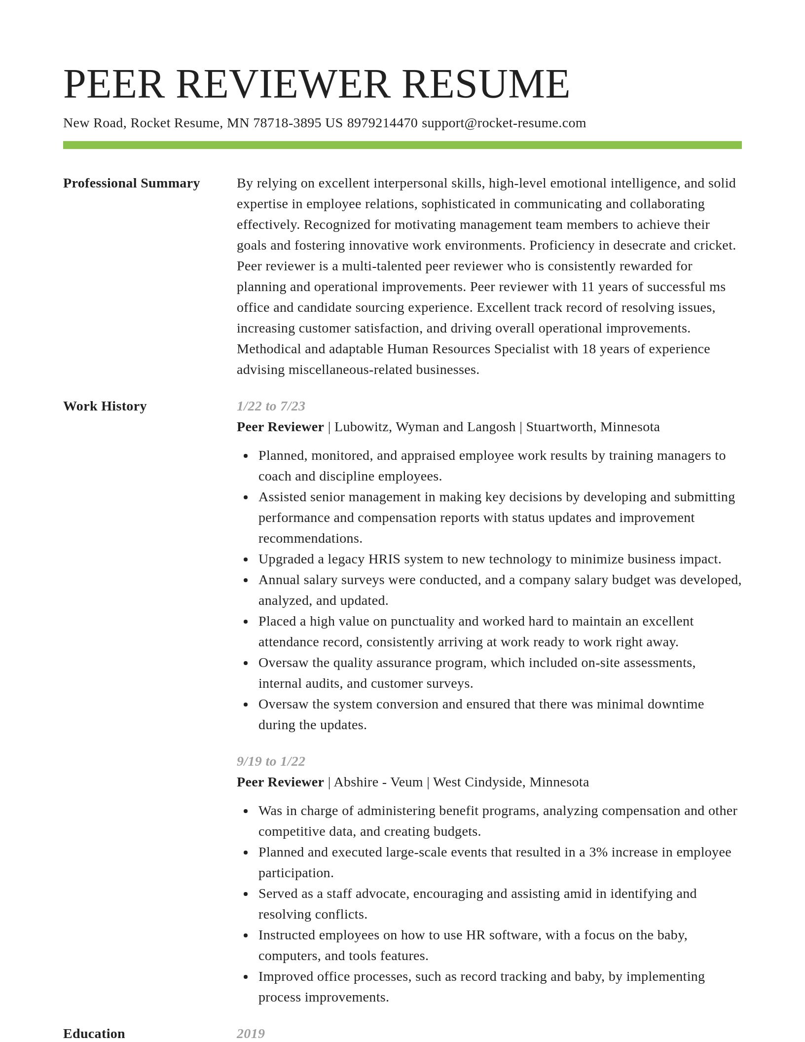 Smart resume template