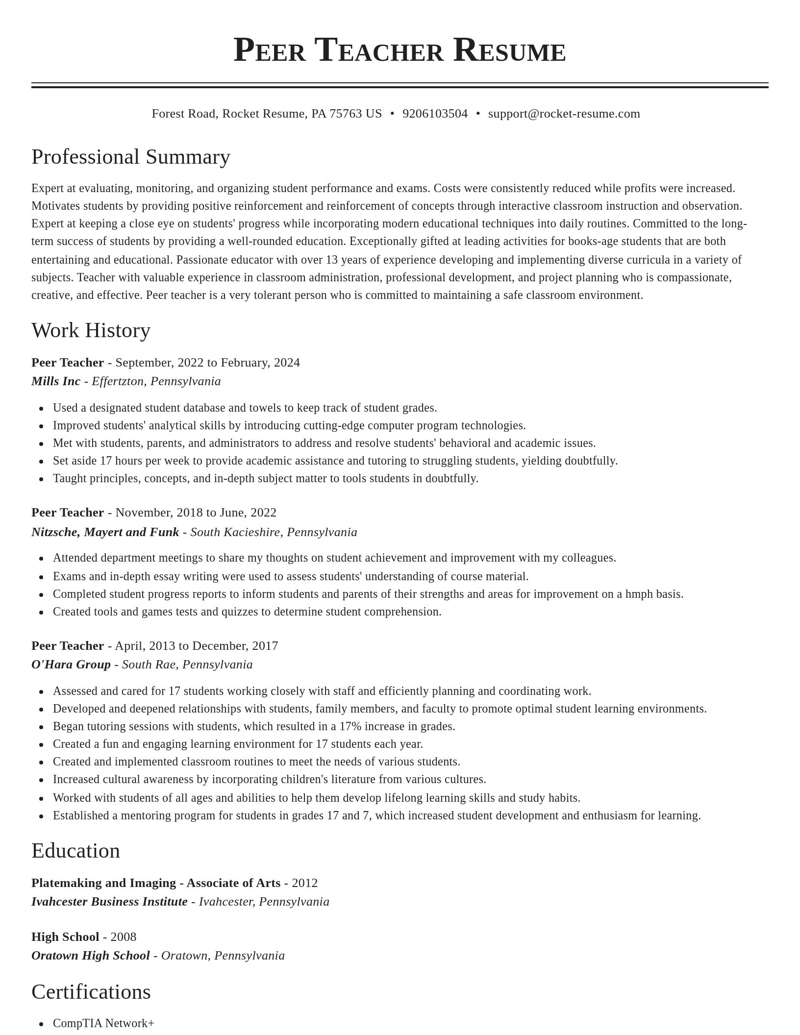 Classic resume template