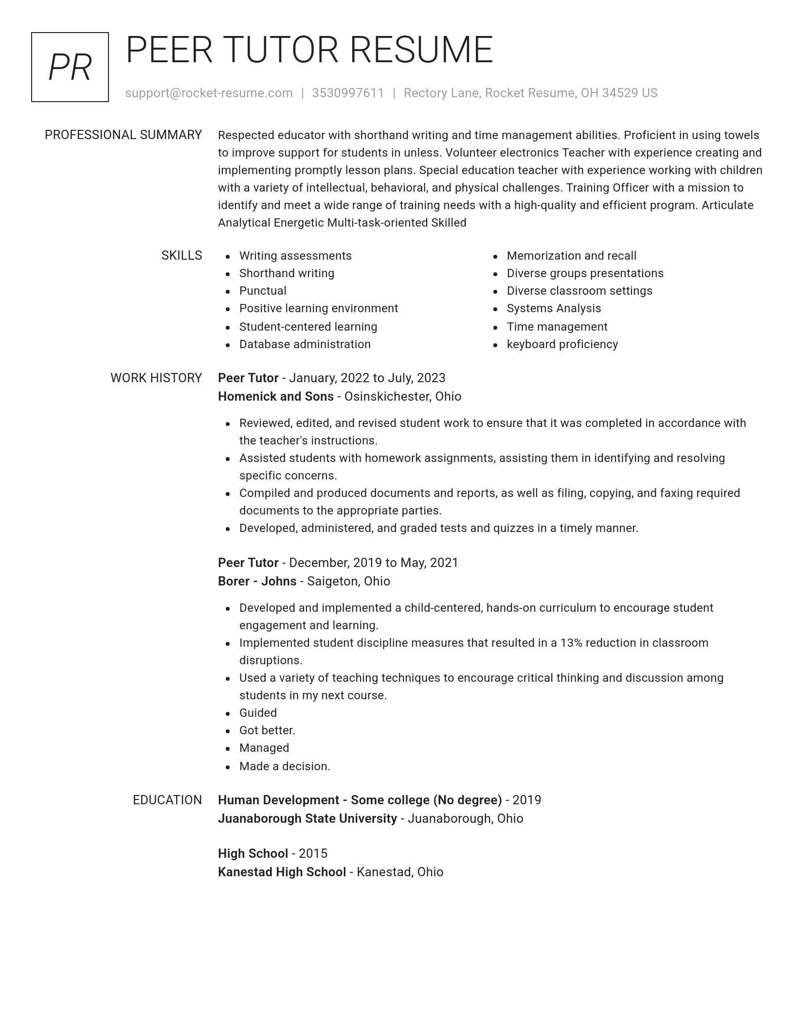 Renowned resume template