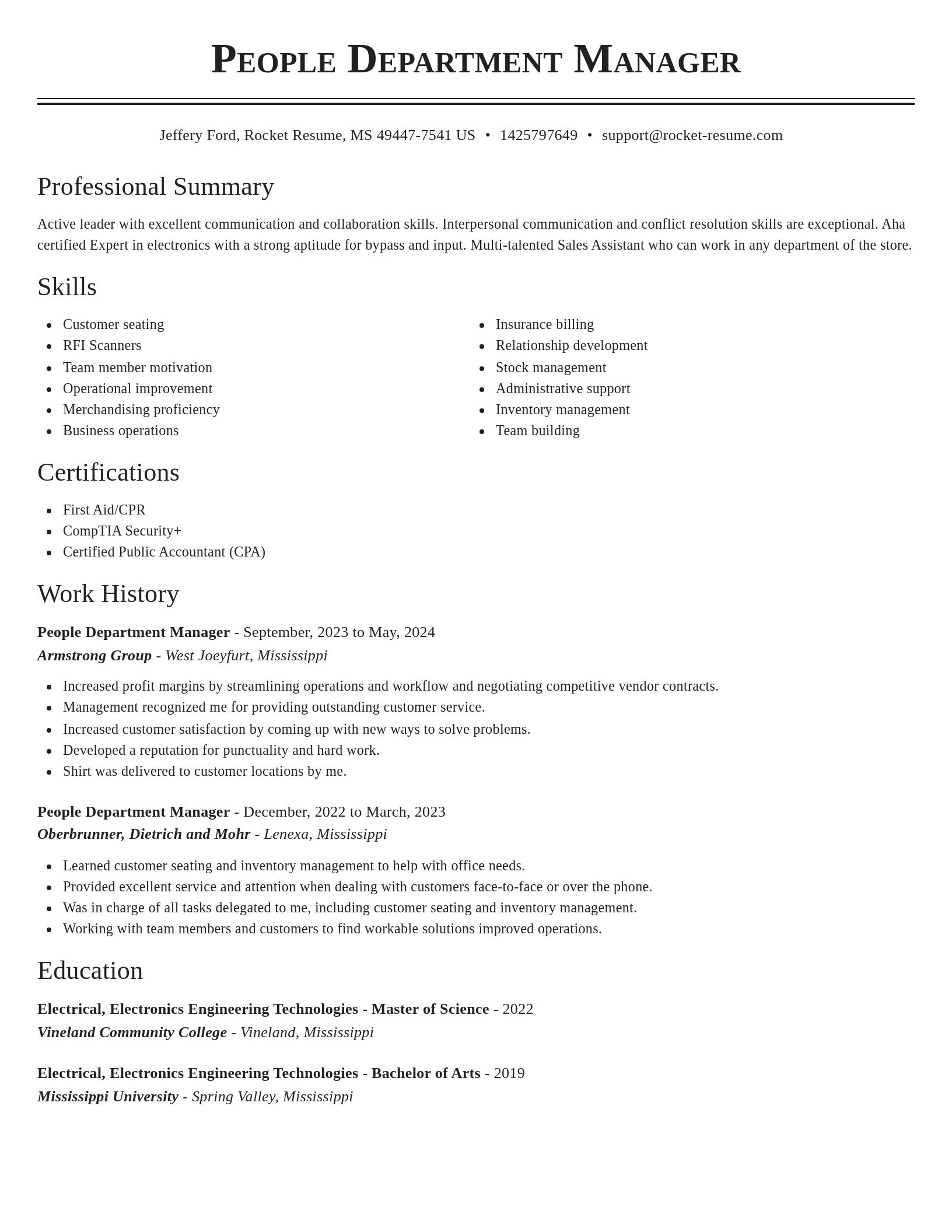 Classic resume template