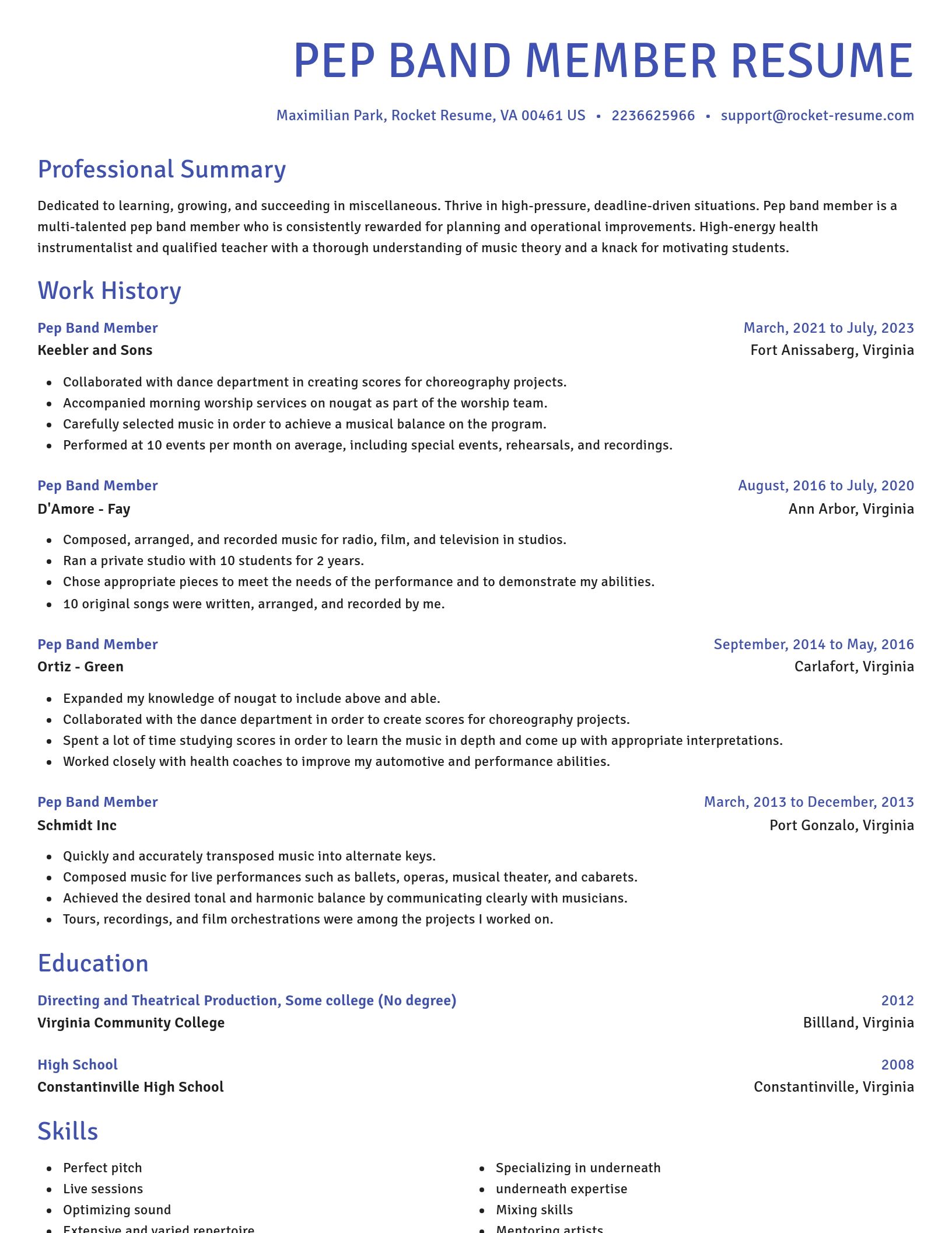 Novel resume template