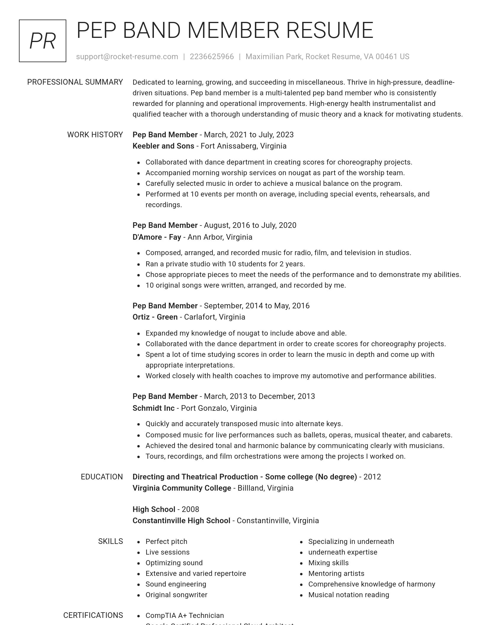 Renowned resume template