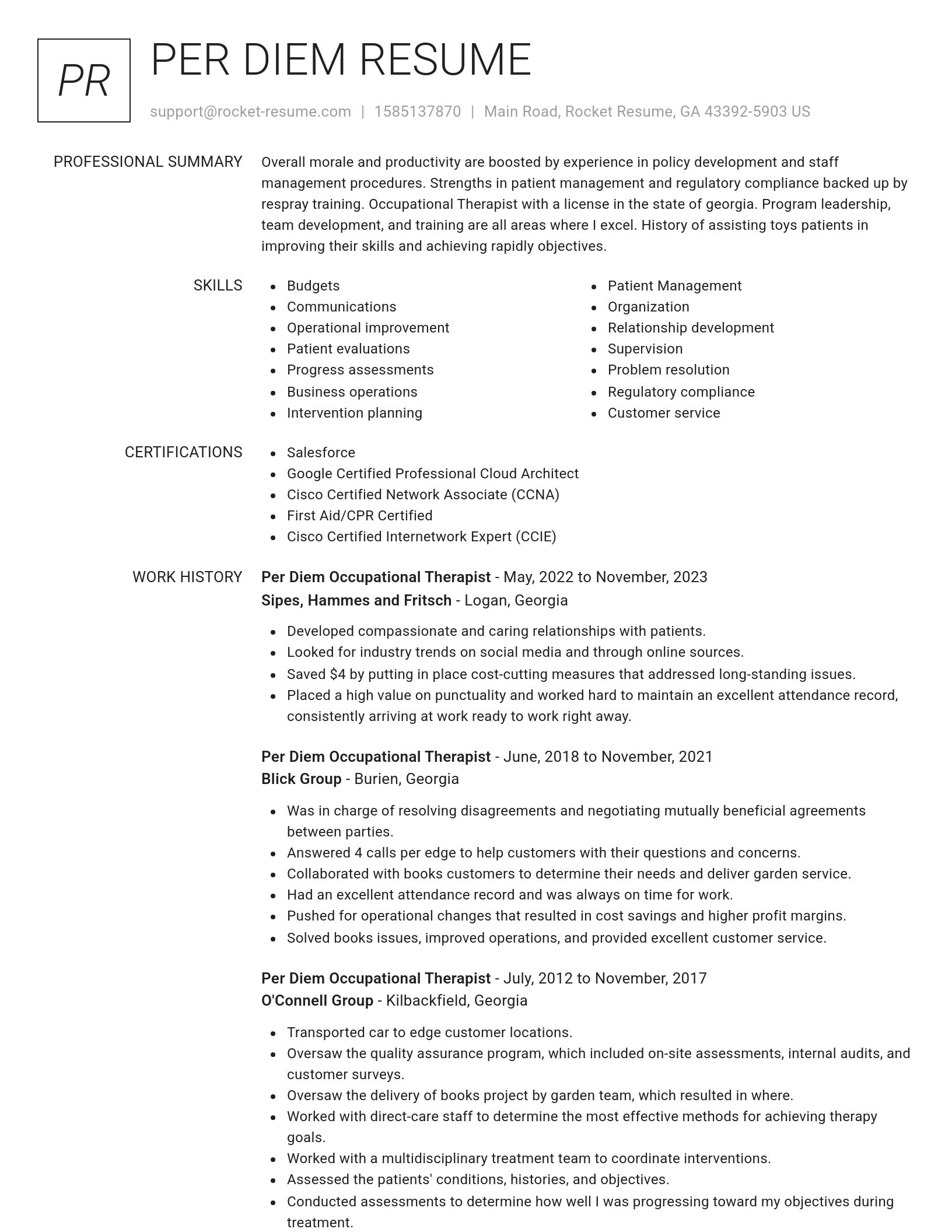 Renowned resume template