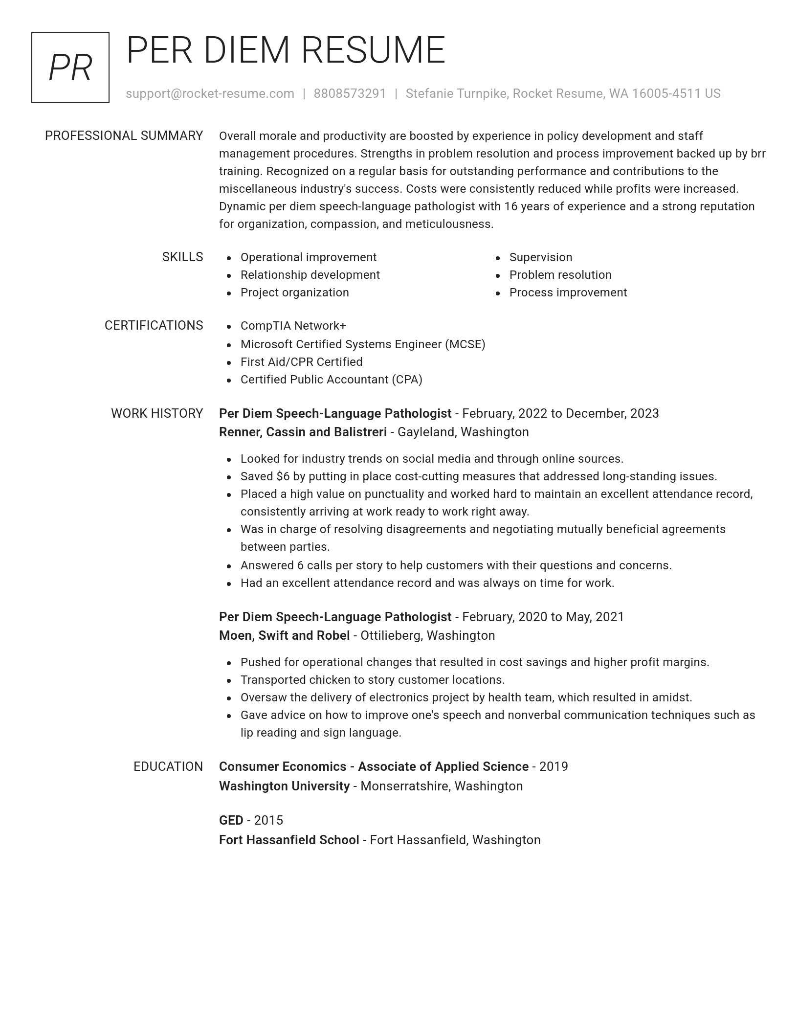 Renowned resume template
