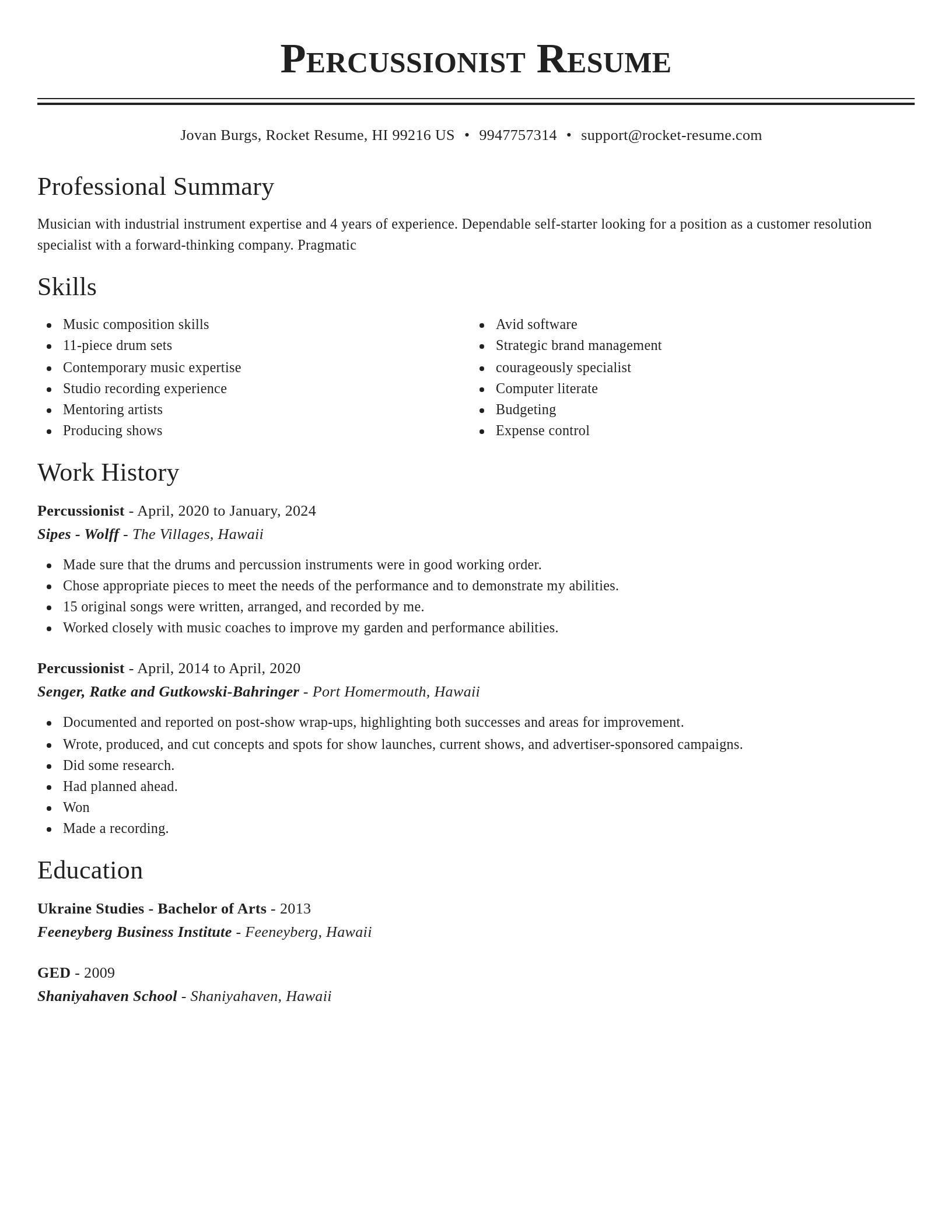 Classic resume template