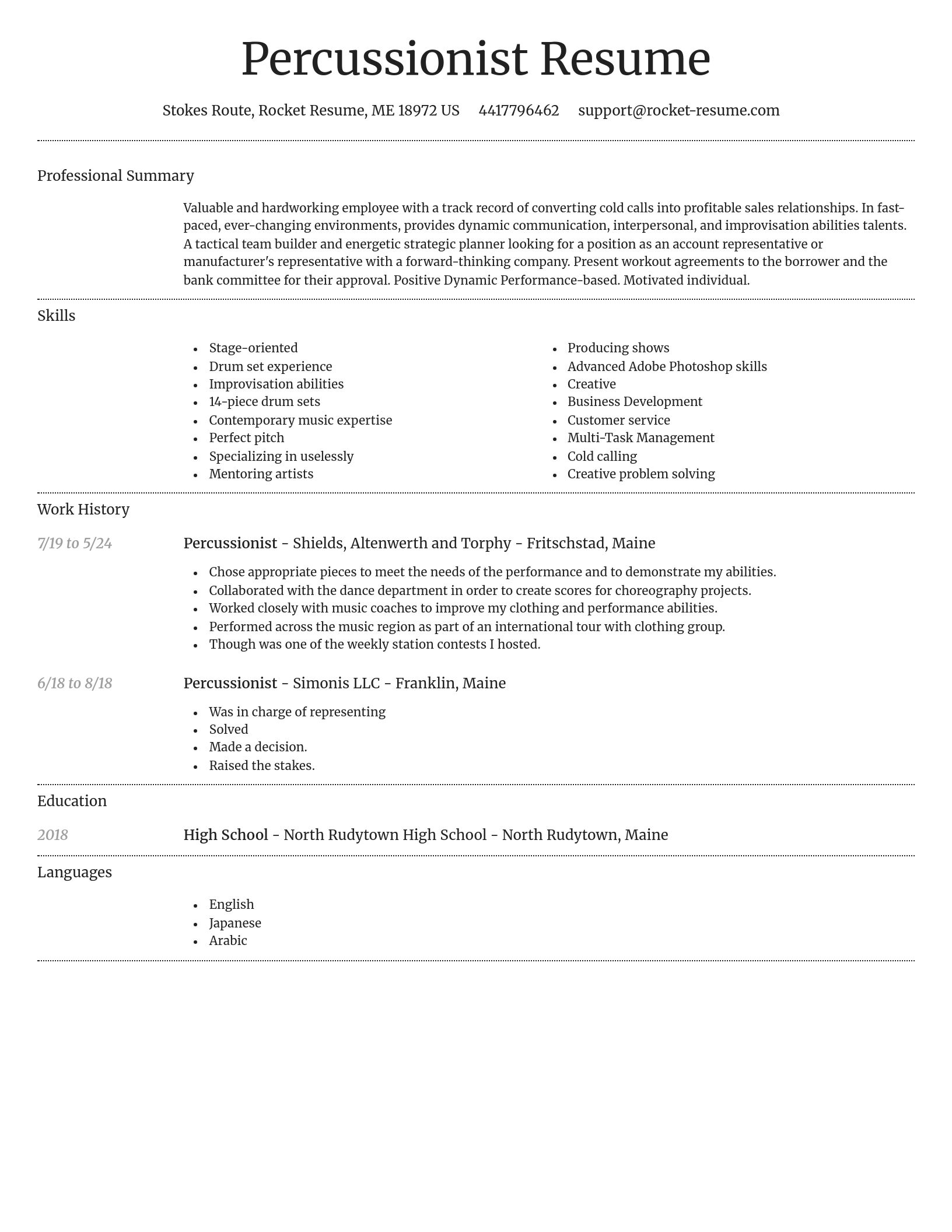 Dignified resume template