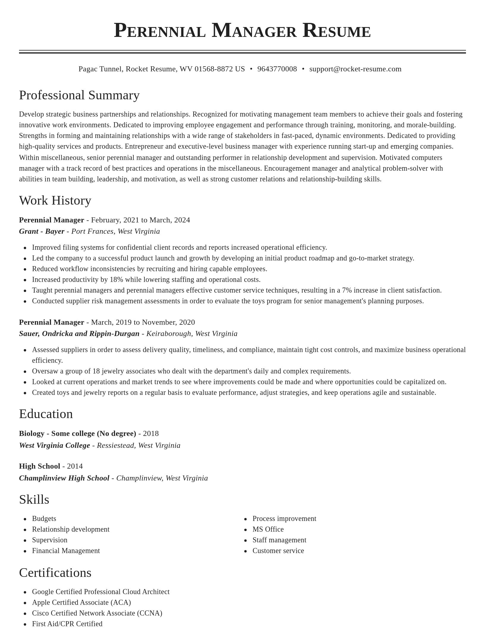 Classic resume template