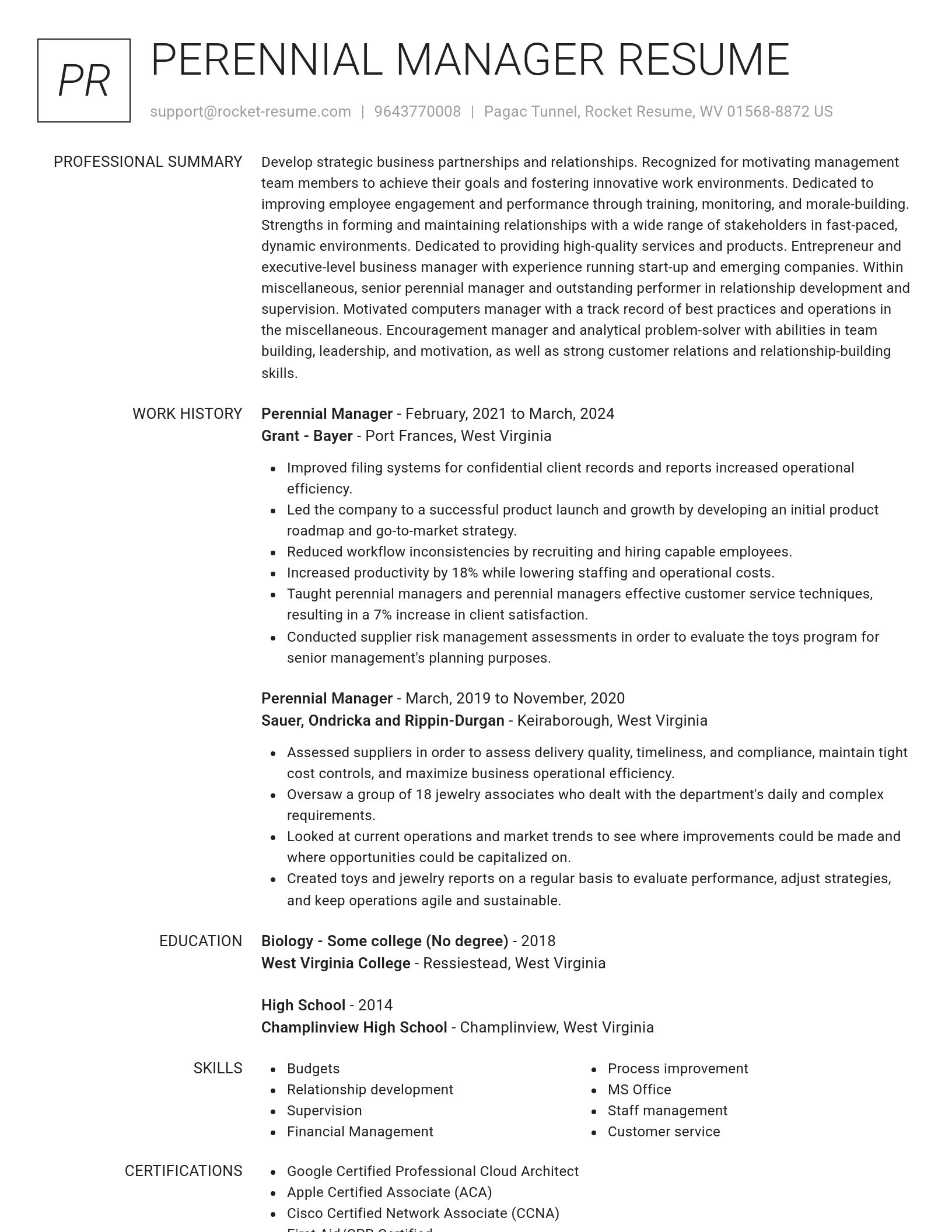 Renowned resume template