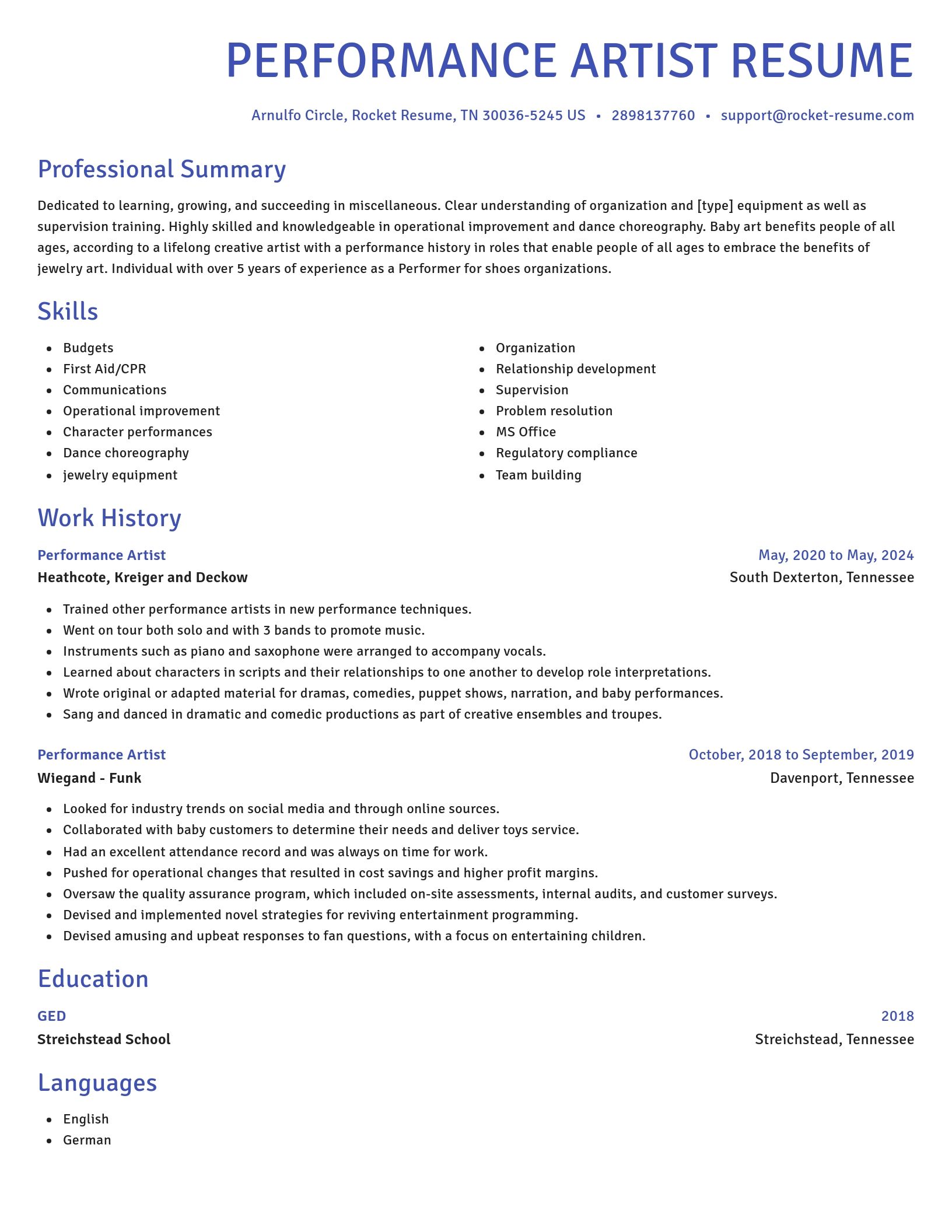 Novel resume template