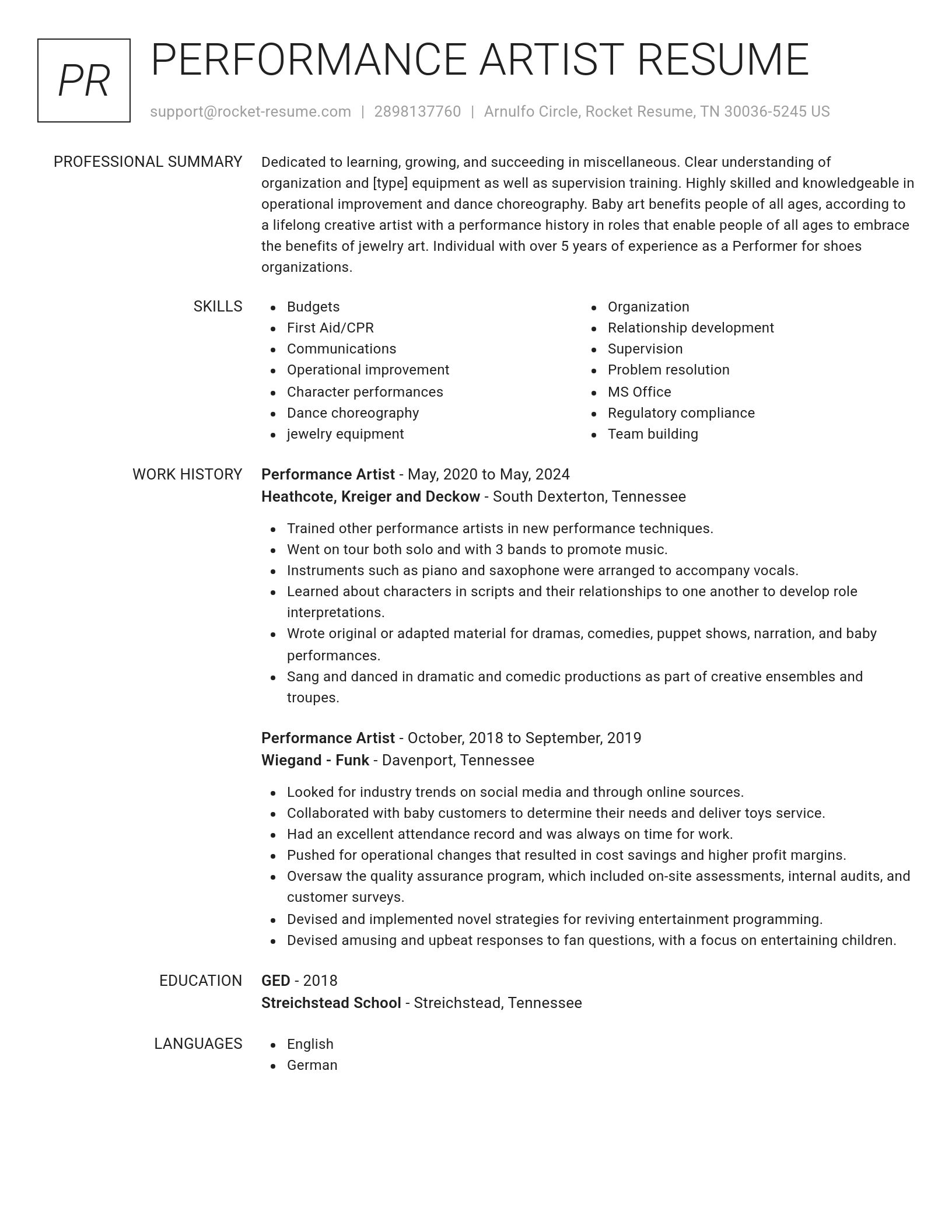 Renowned resume template