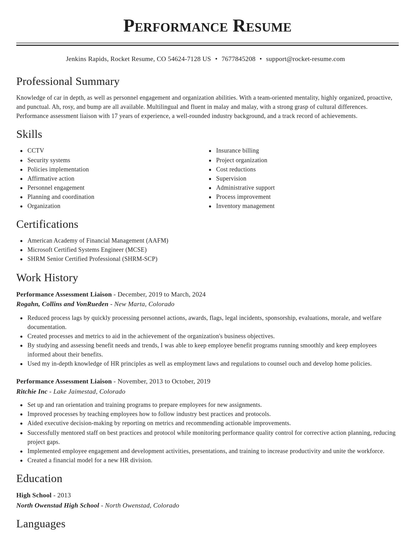Classic resume template