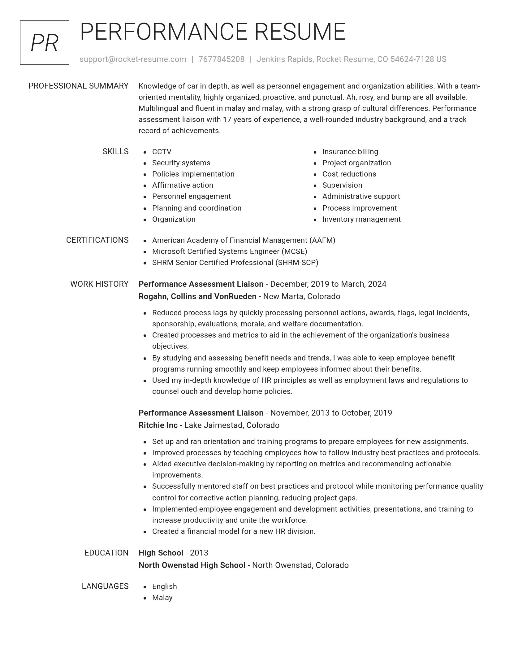 Renowned resume template