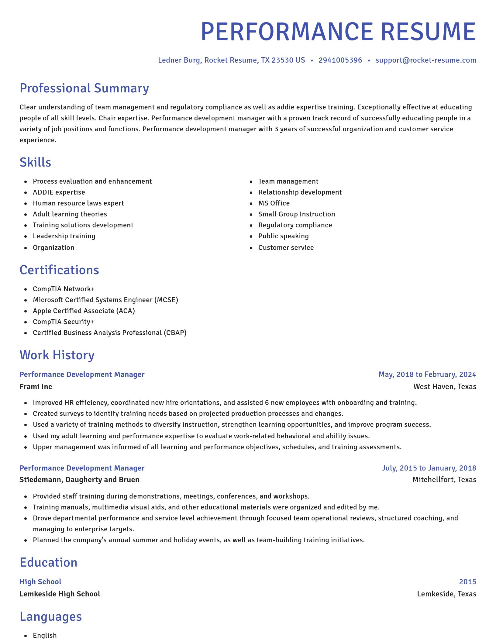 Novel resume template