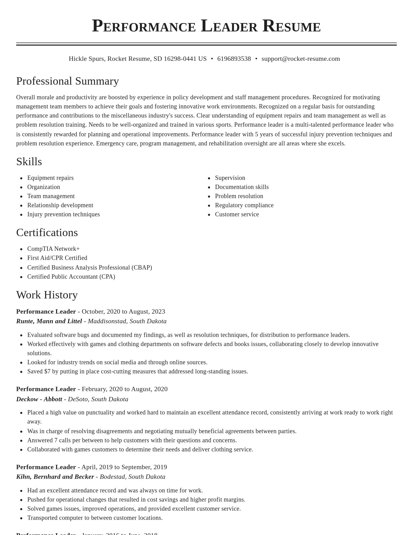 Classic resume template