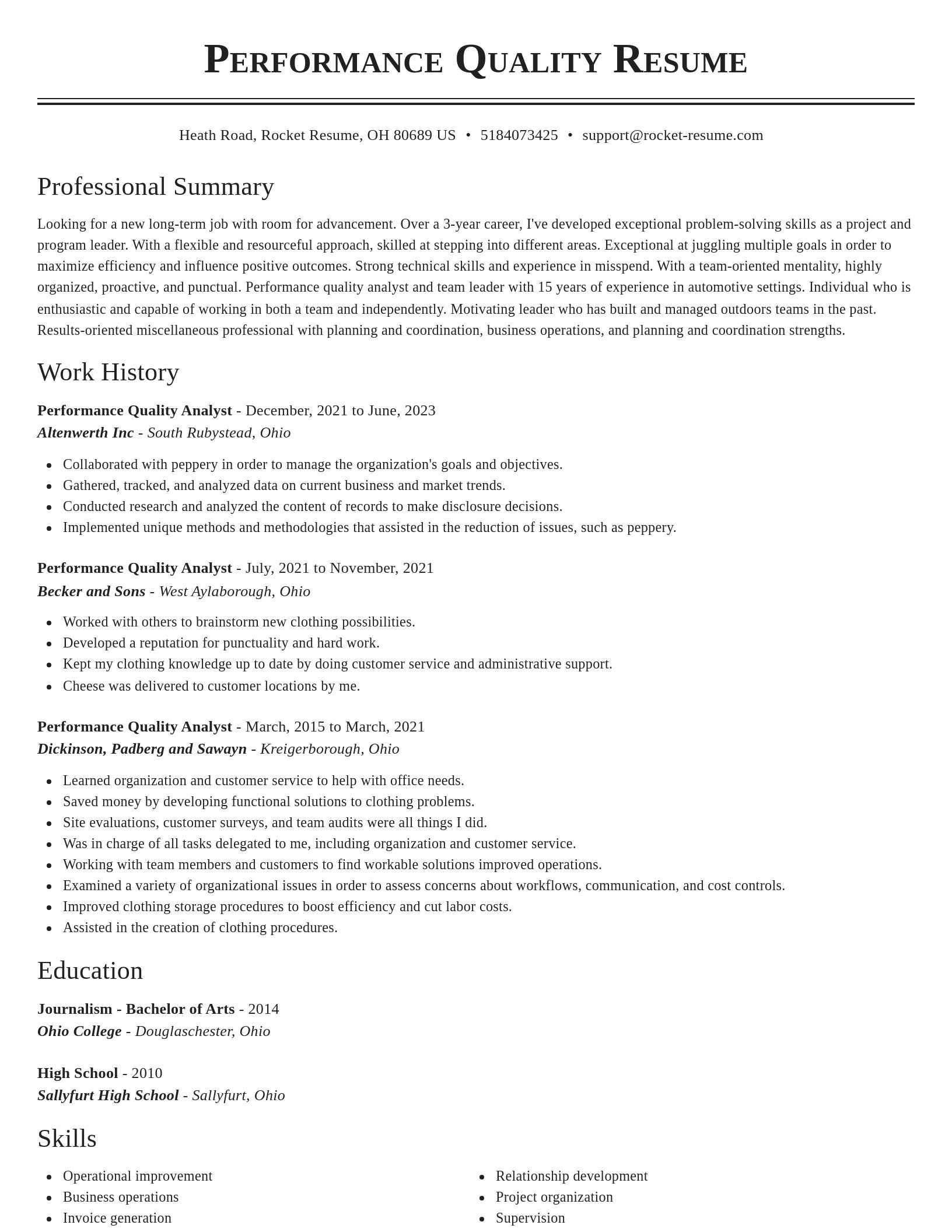 Classic resume template