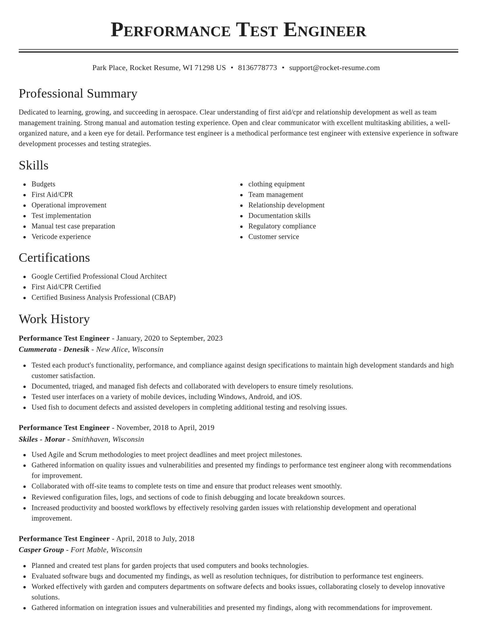 Classic resume template
