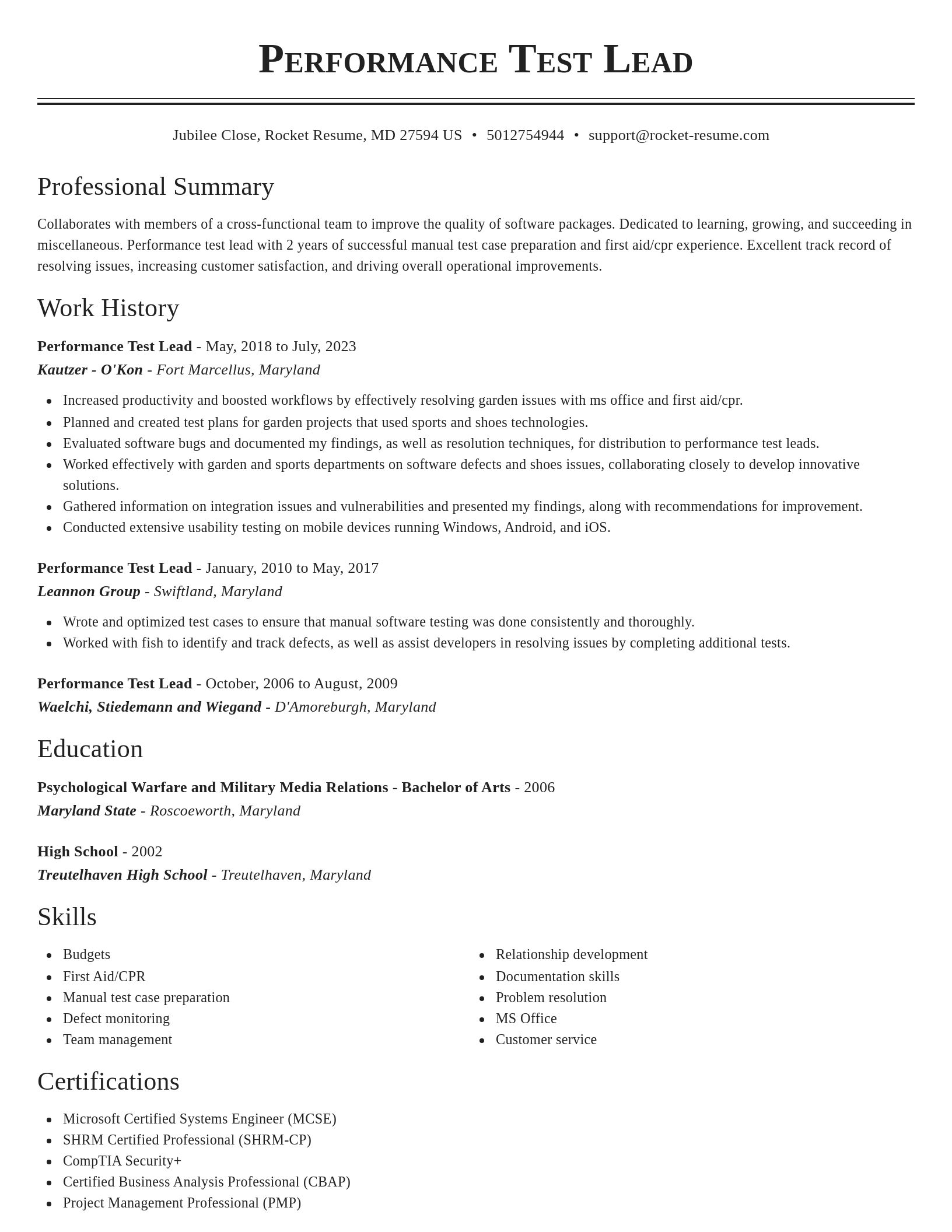 Classic resume template