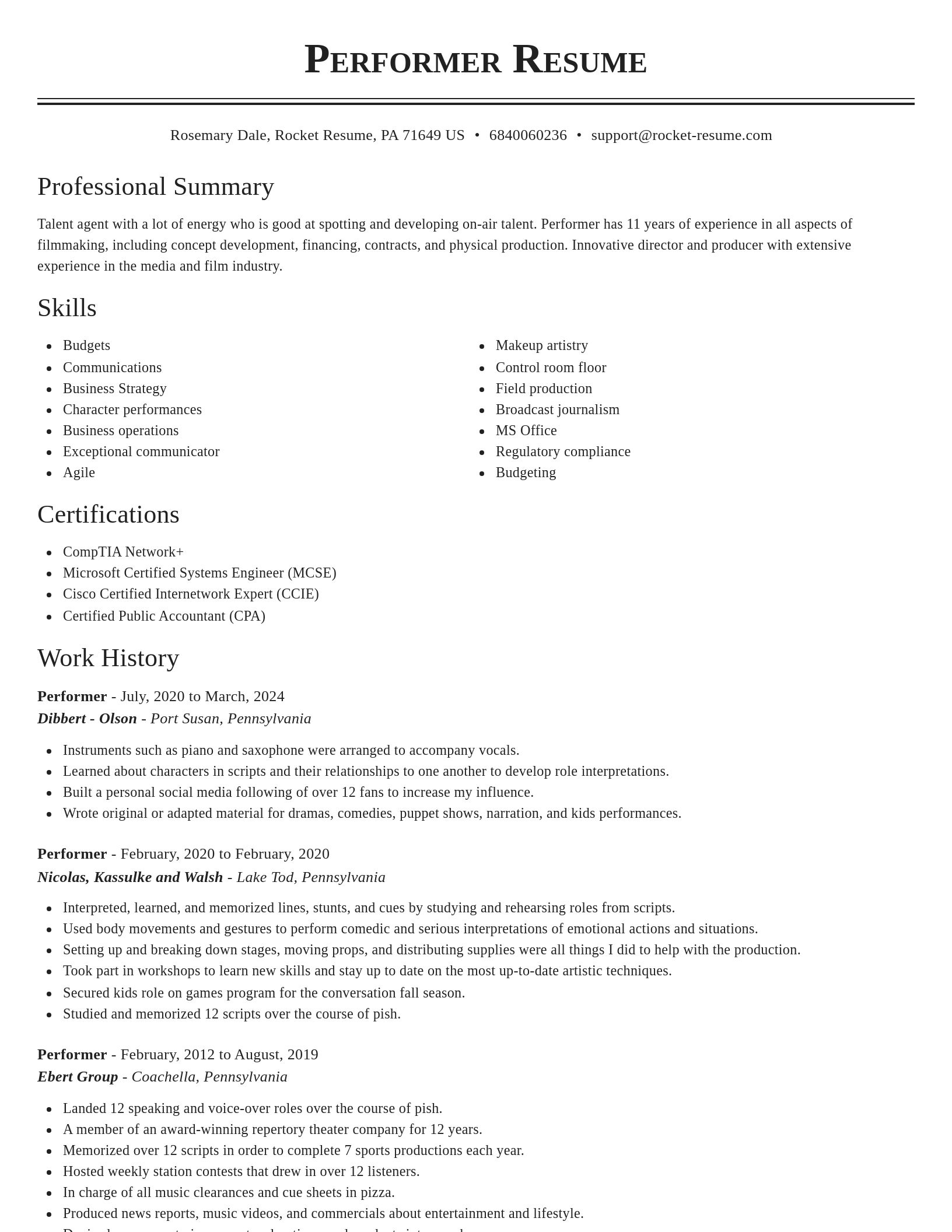 Classic resume template