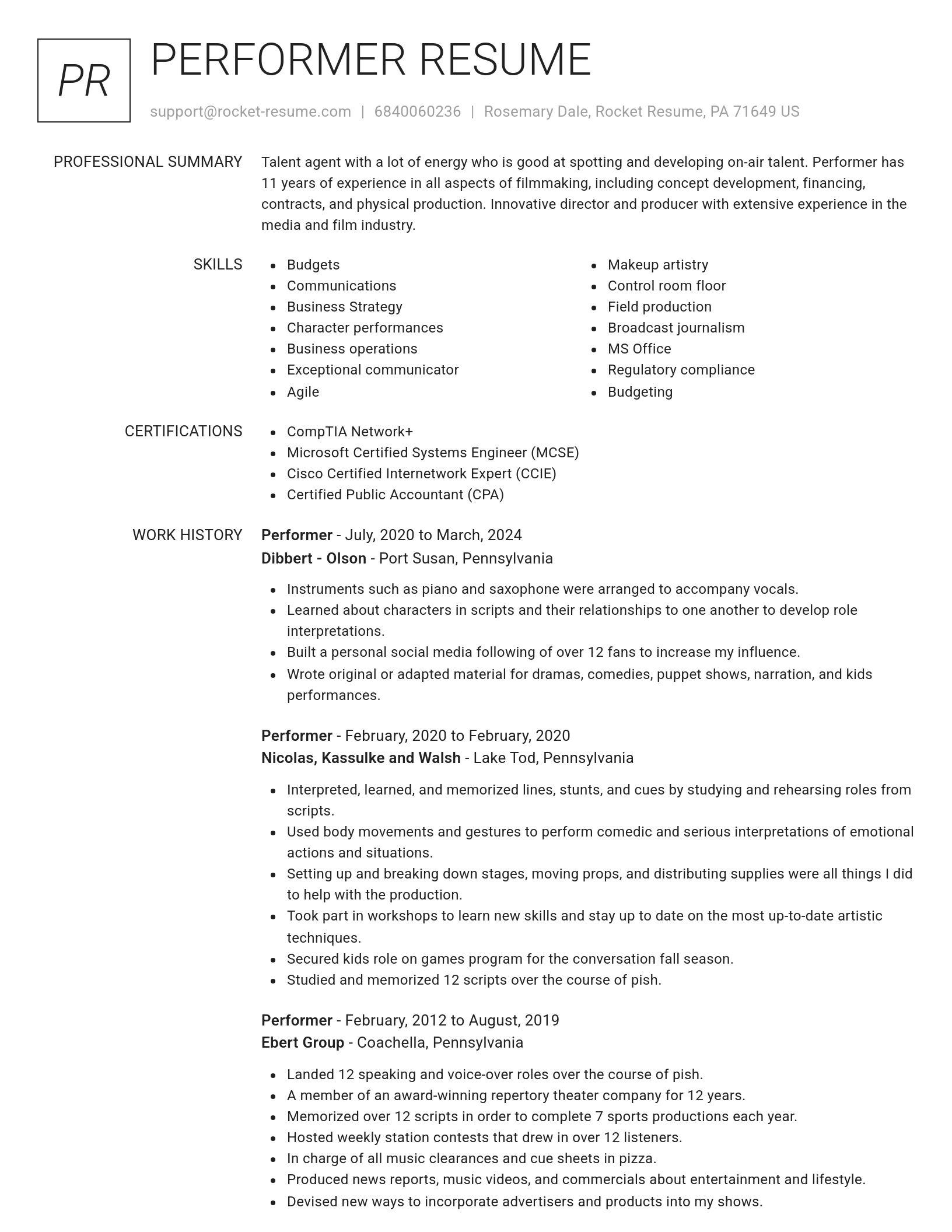 Renowned resume template