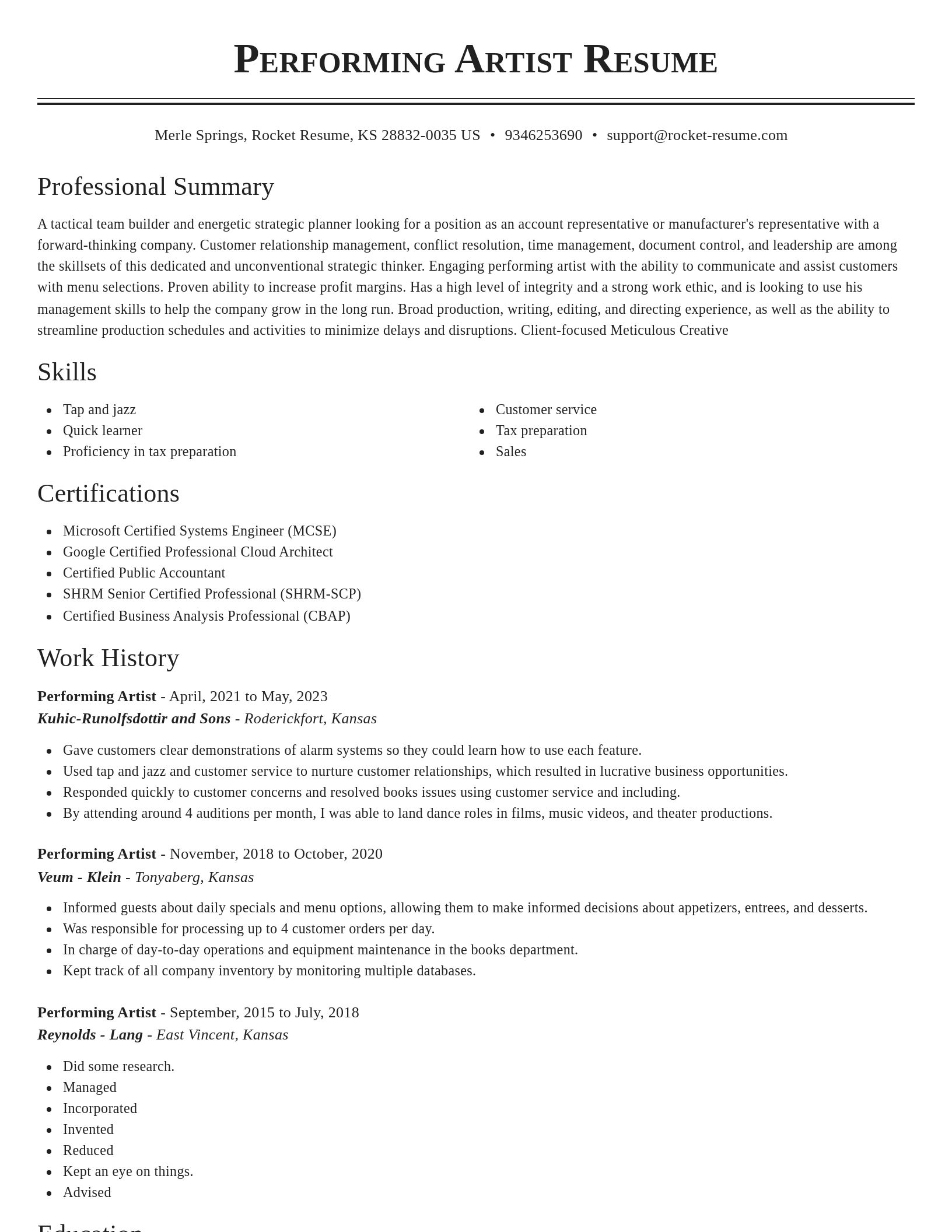 Classic resume template