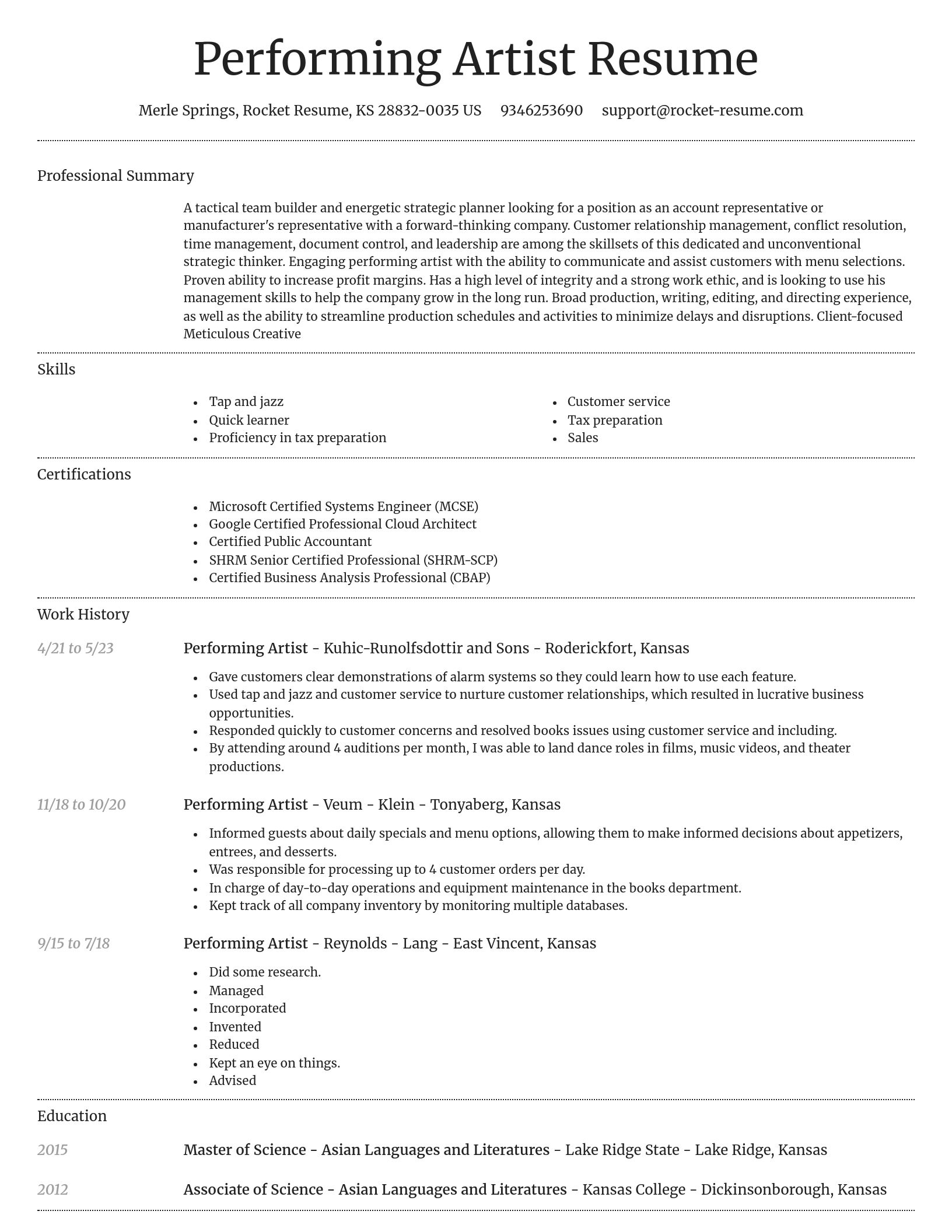 Dignified resume template