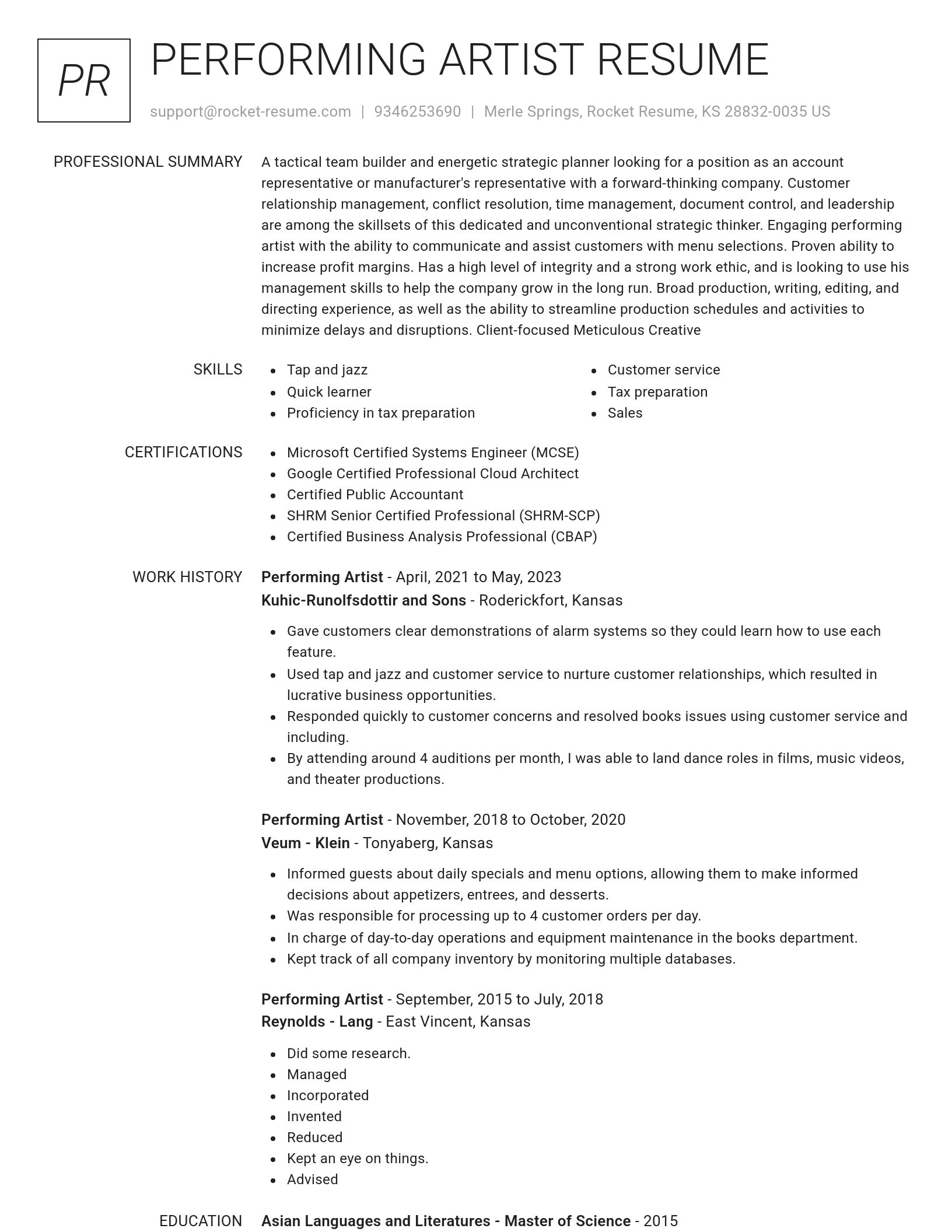 Renowned resume template