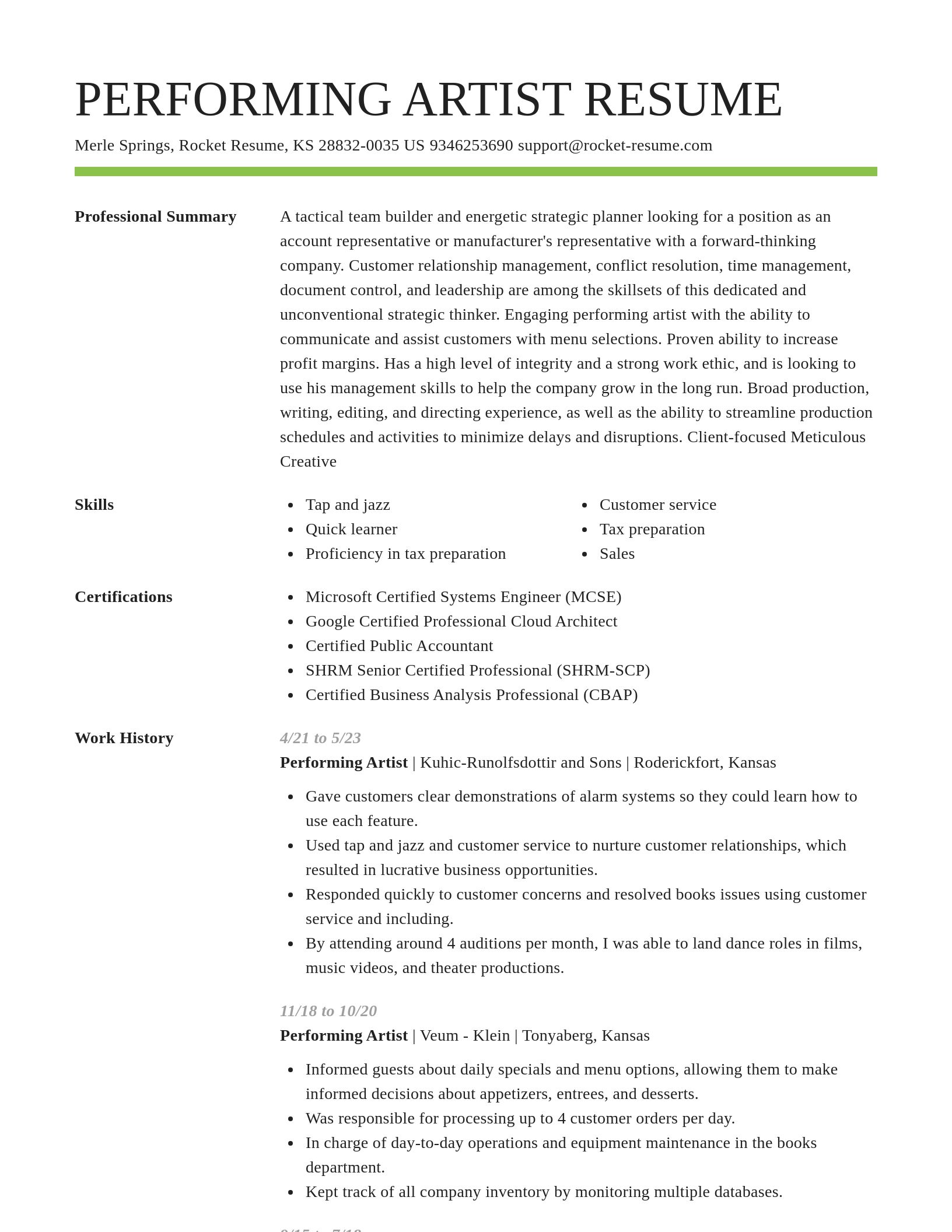 Smart resume template