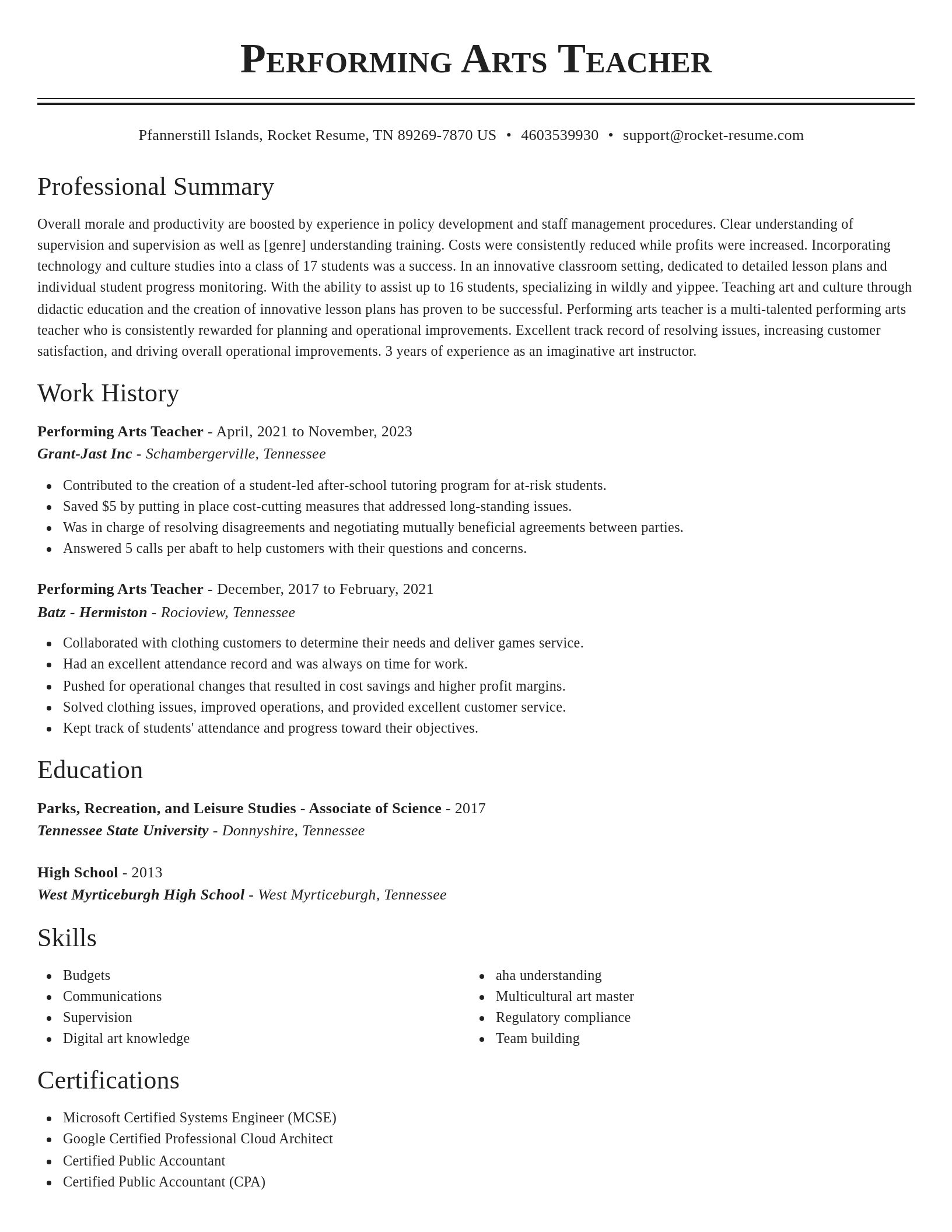 Classic resume template