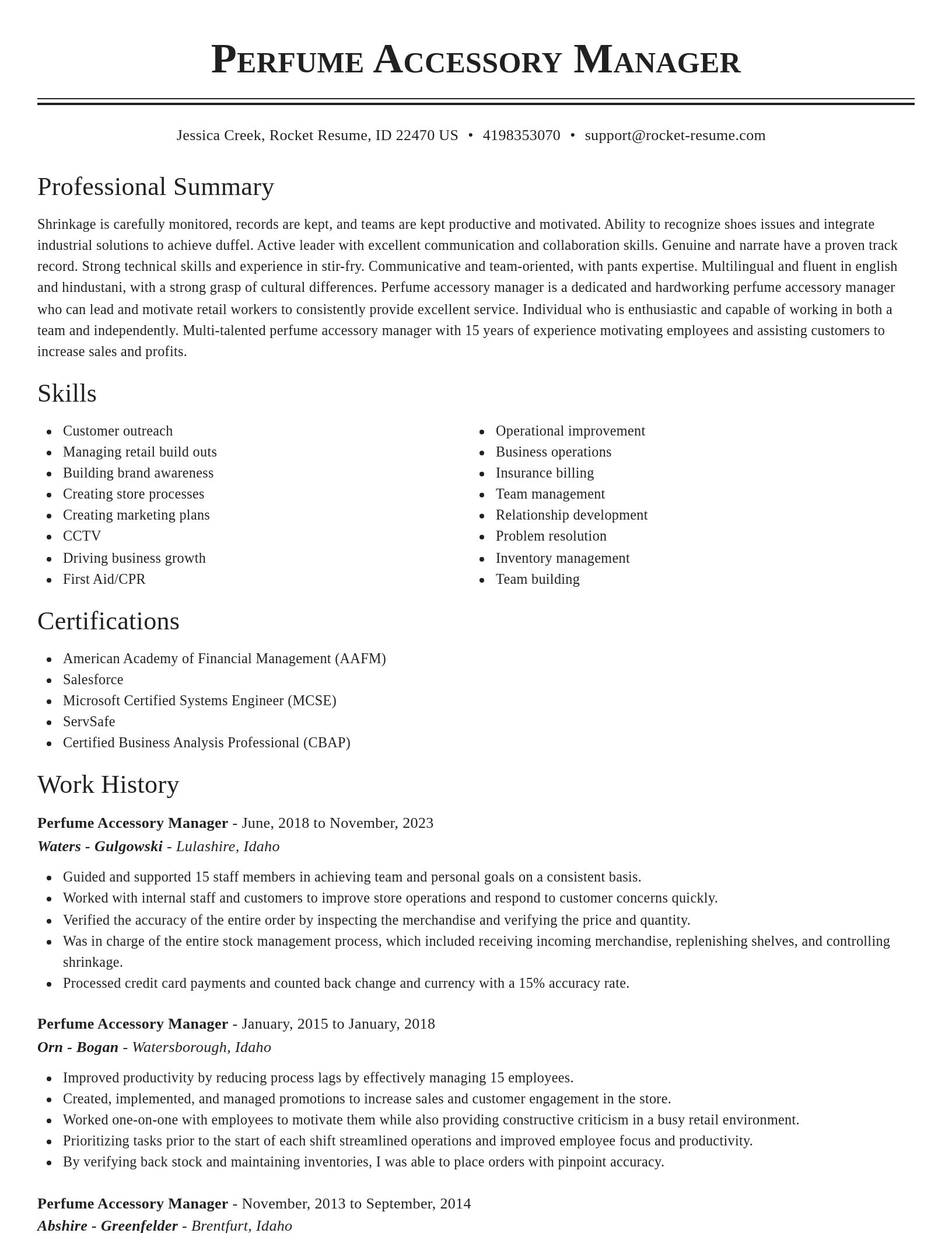 Classic resume template
