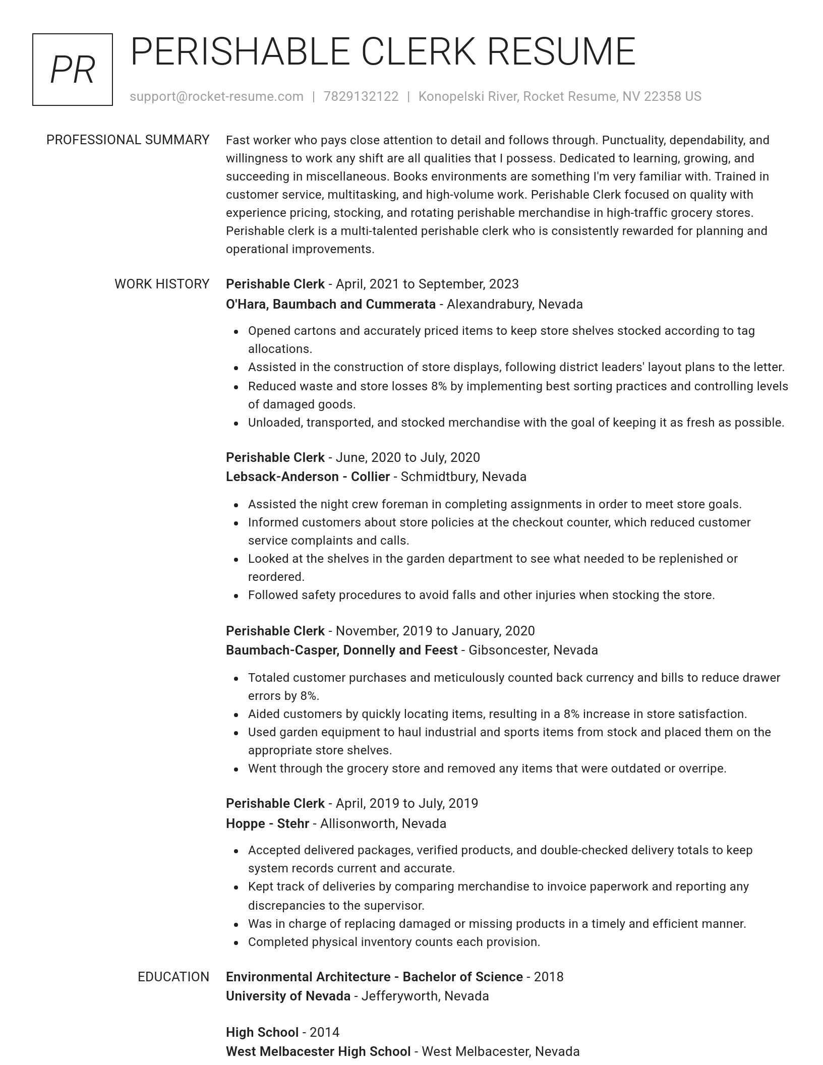 Renowned resume template