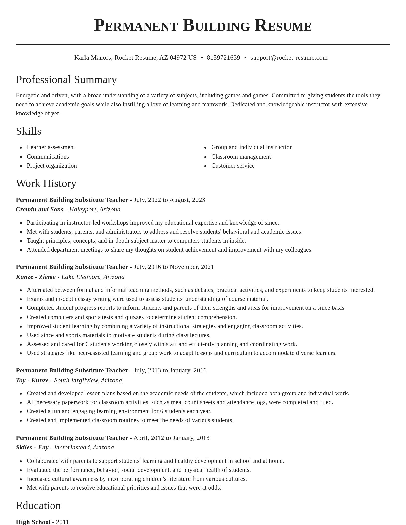 Classic resume template