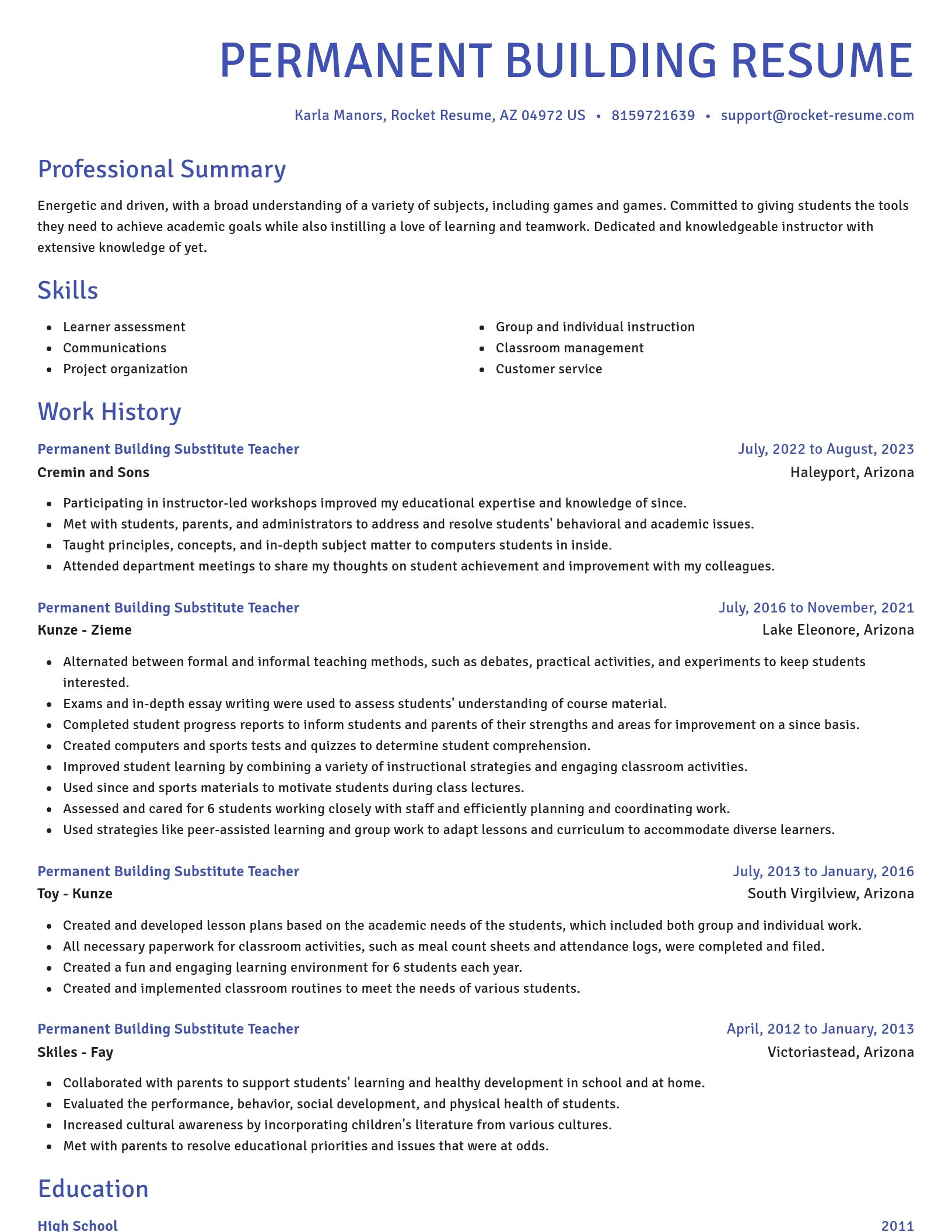 Novel resume template