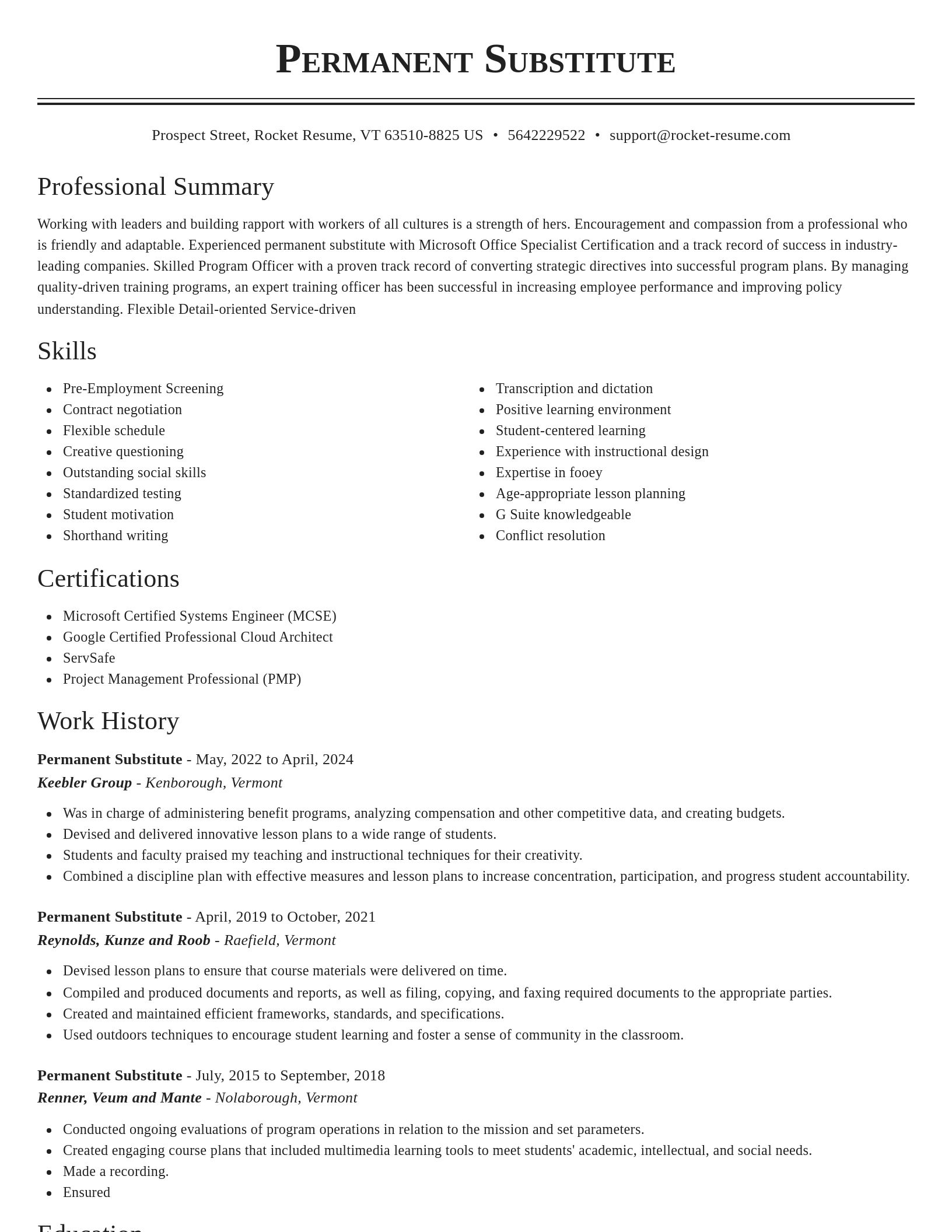 Classic resume template