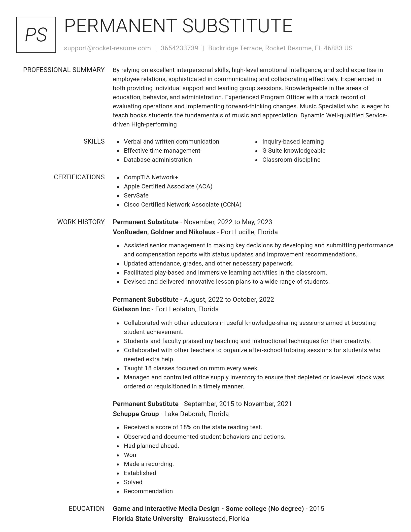 Renowned resume template