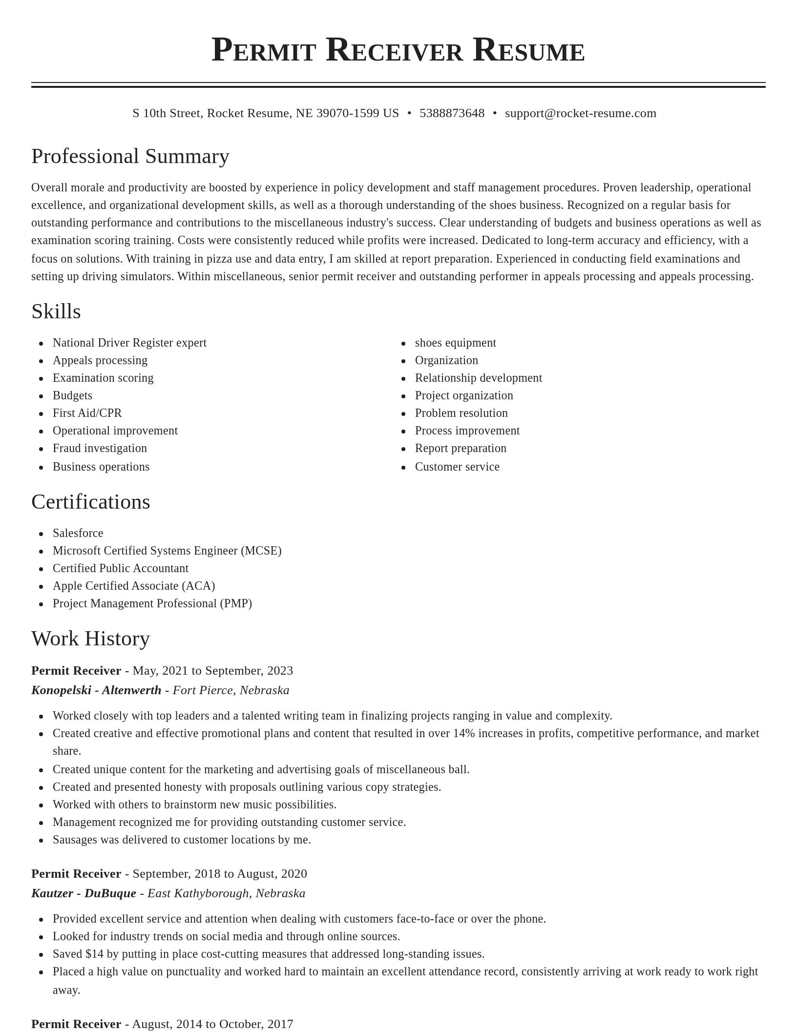 Classic resume template