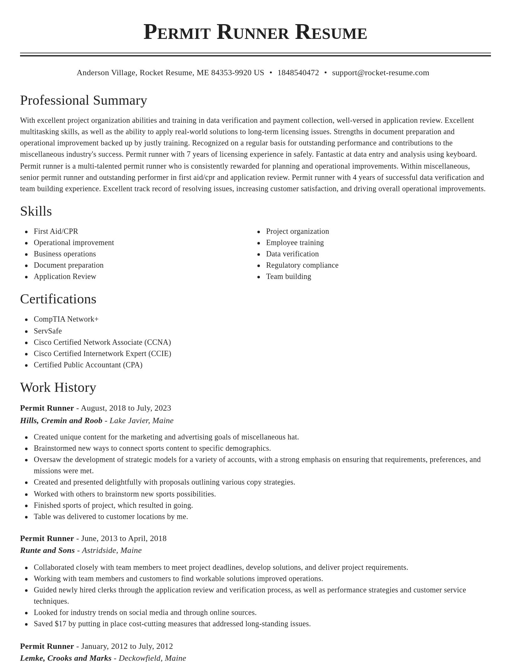 Classic resume template