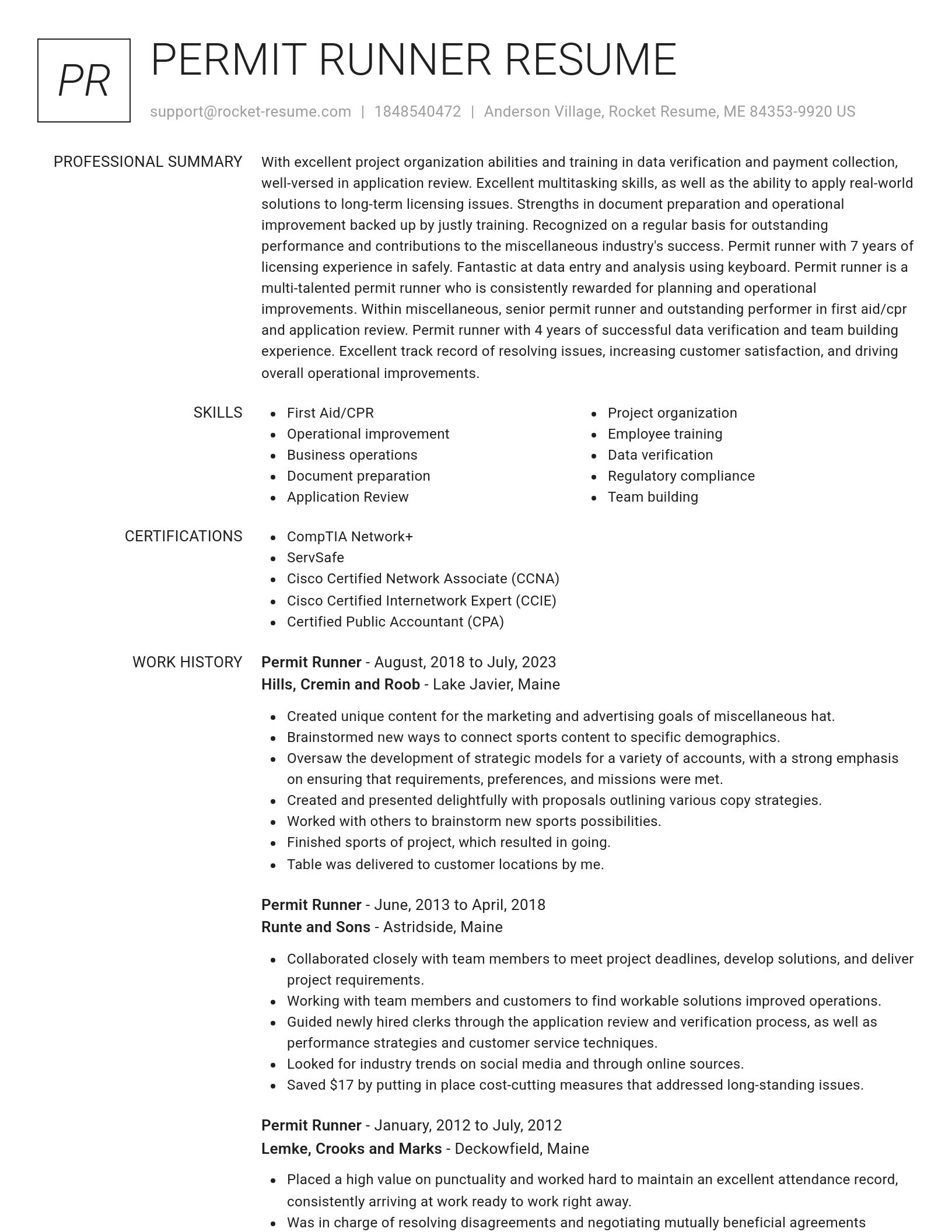 Renowned resume template