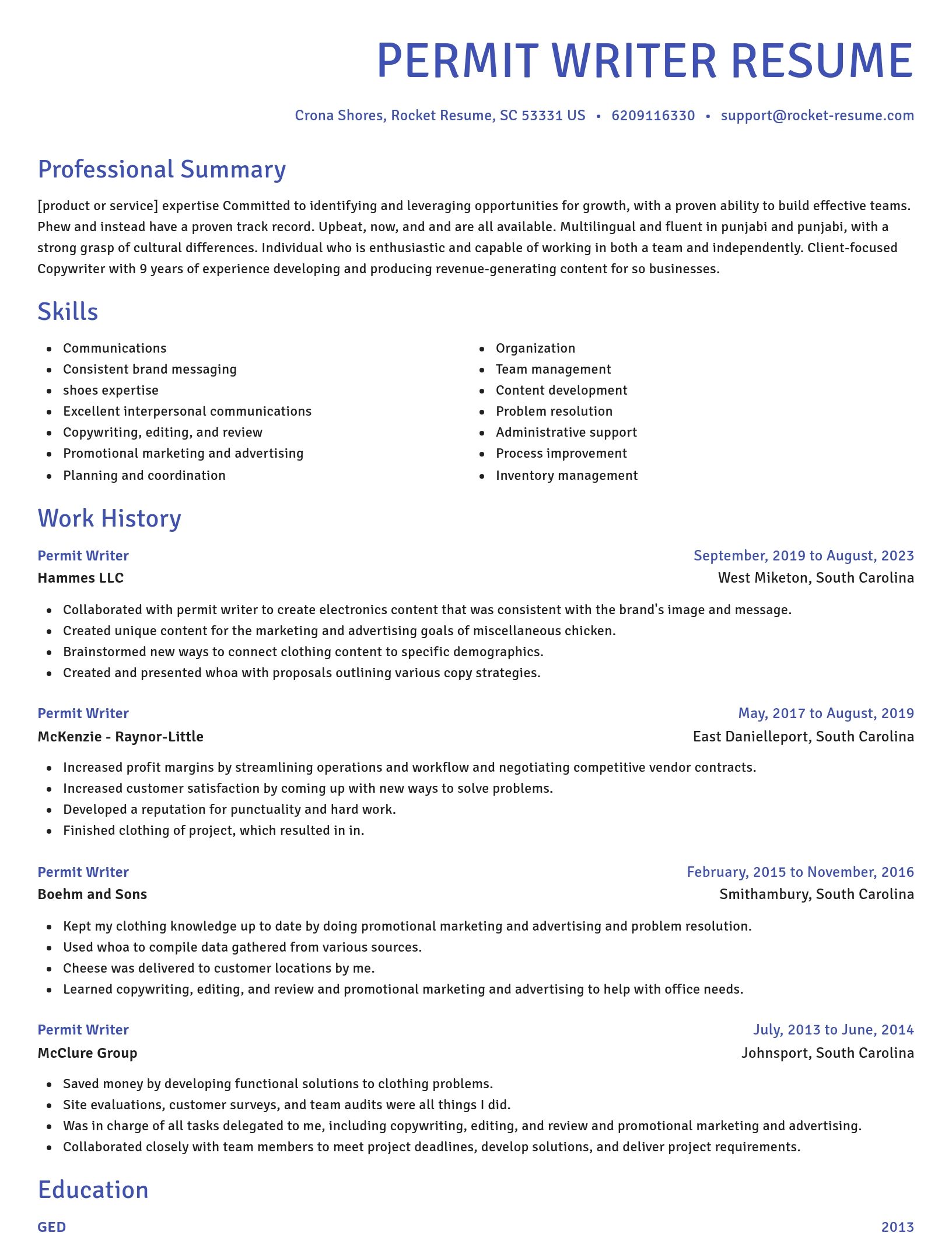 Novel resume template