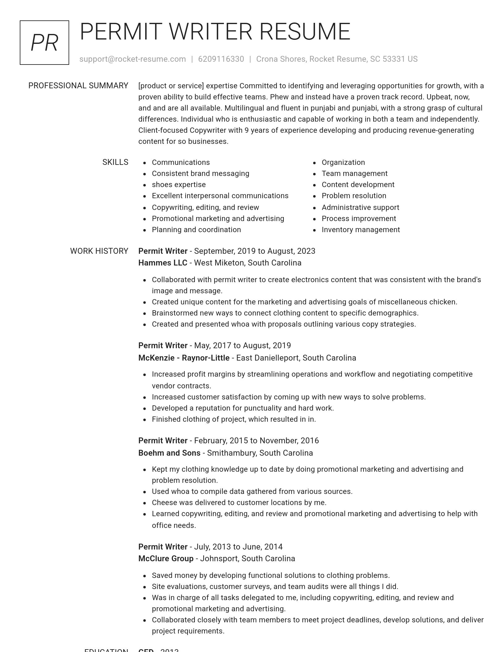 Renowned resume template