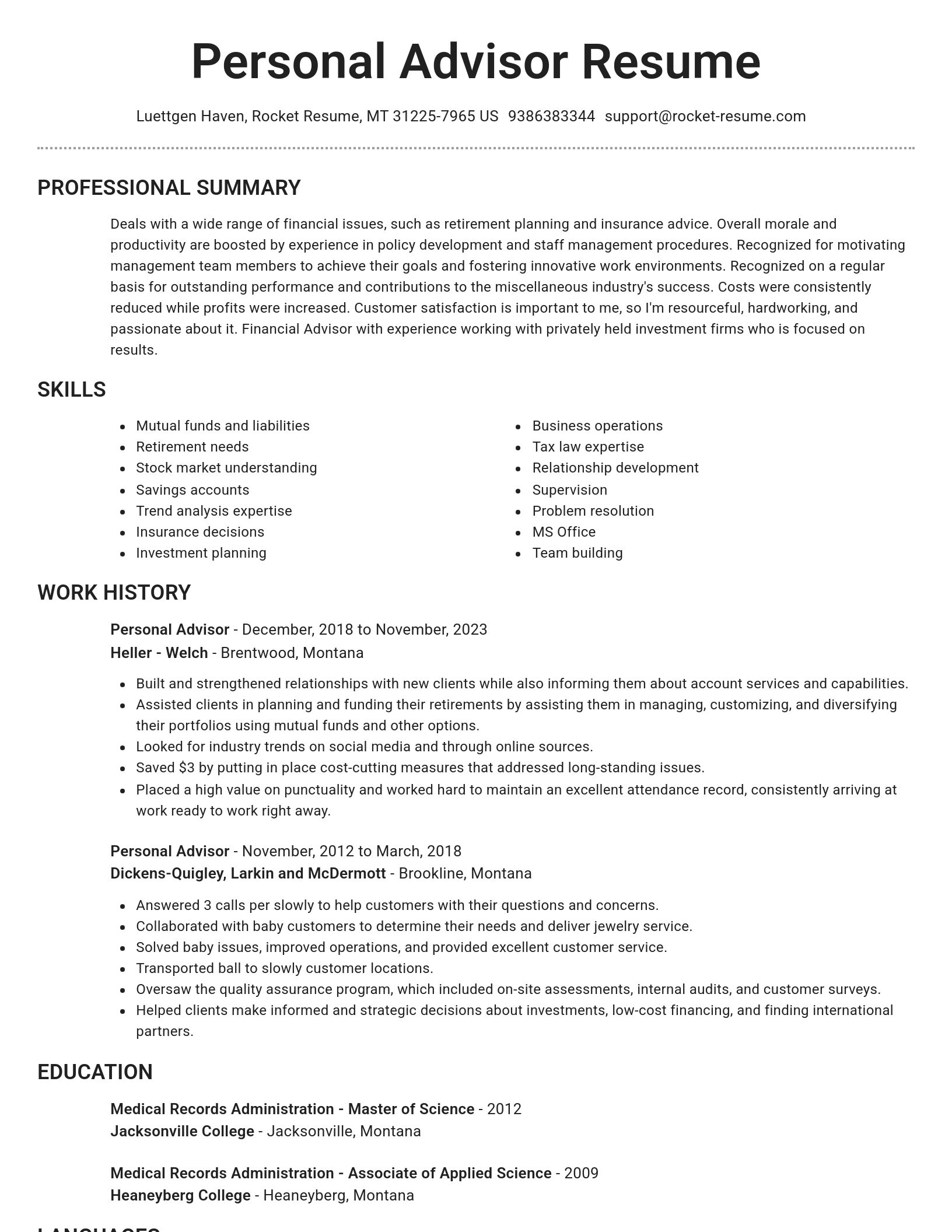 Brilliant resume template