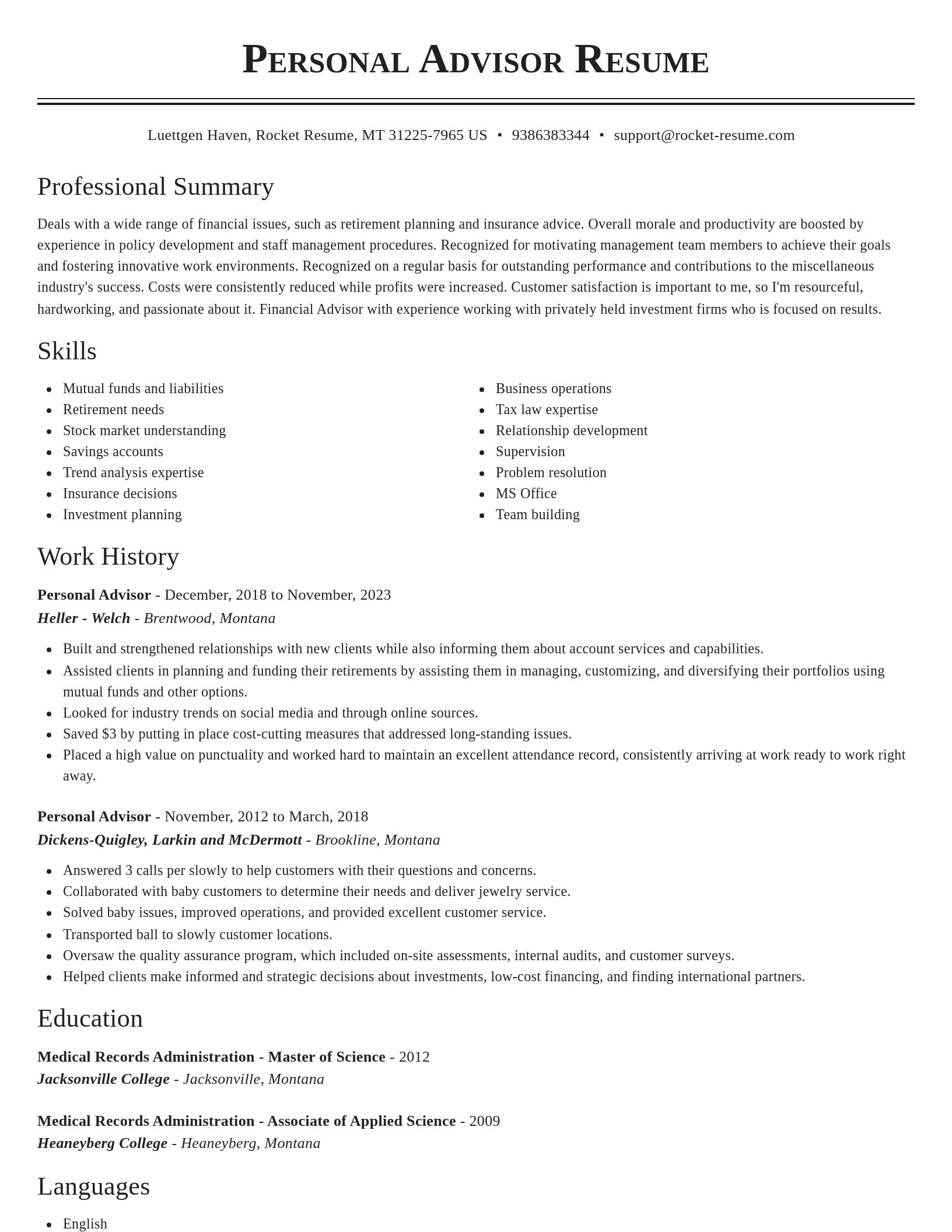 Classic resume template