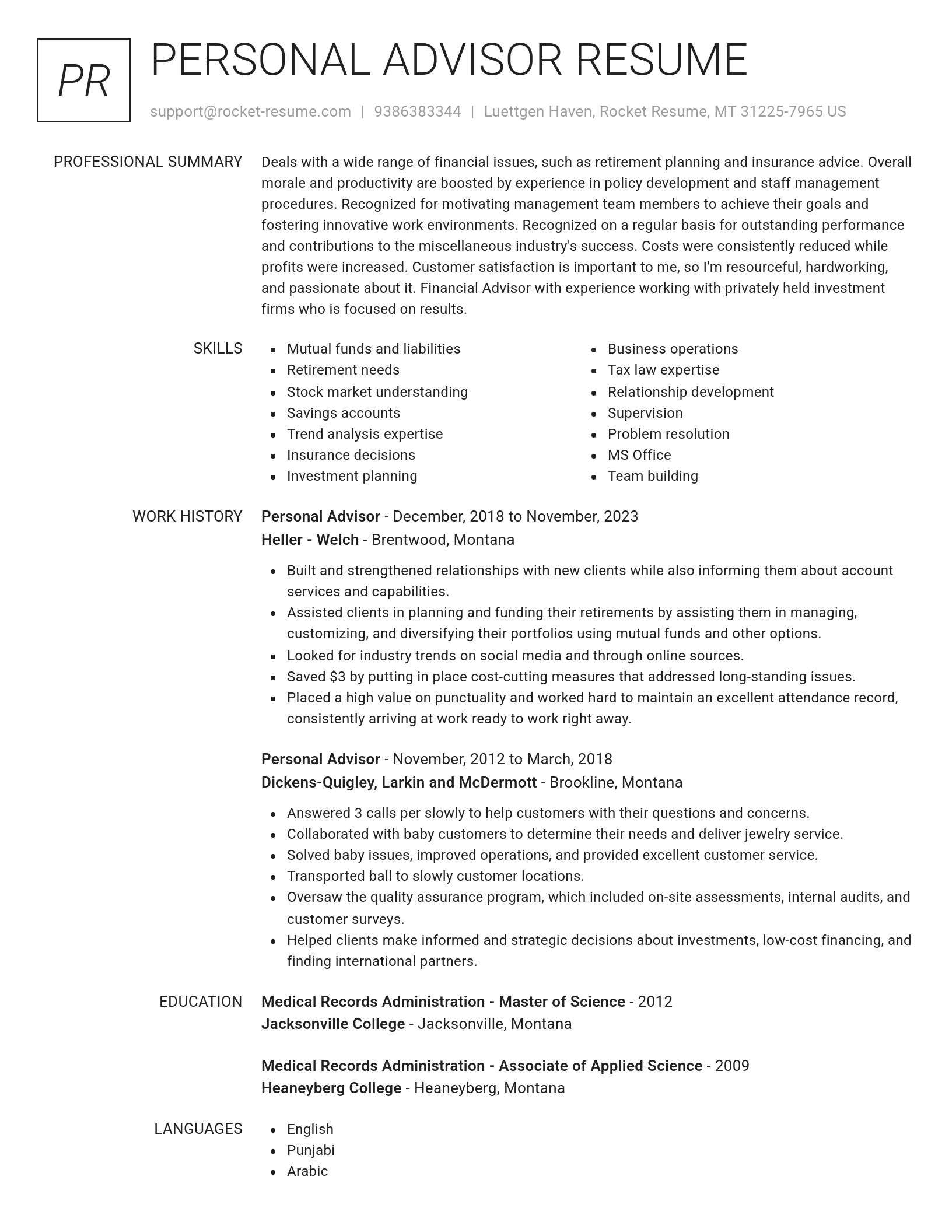 Renowned resume template