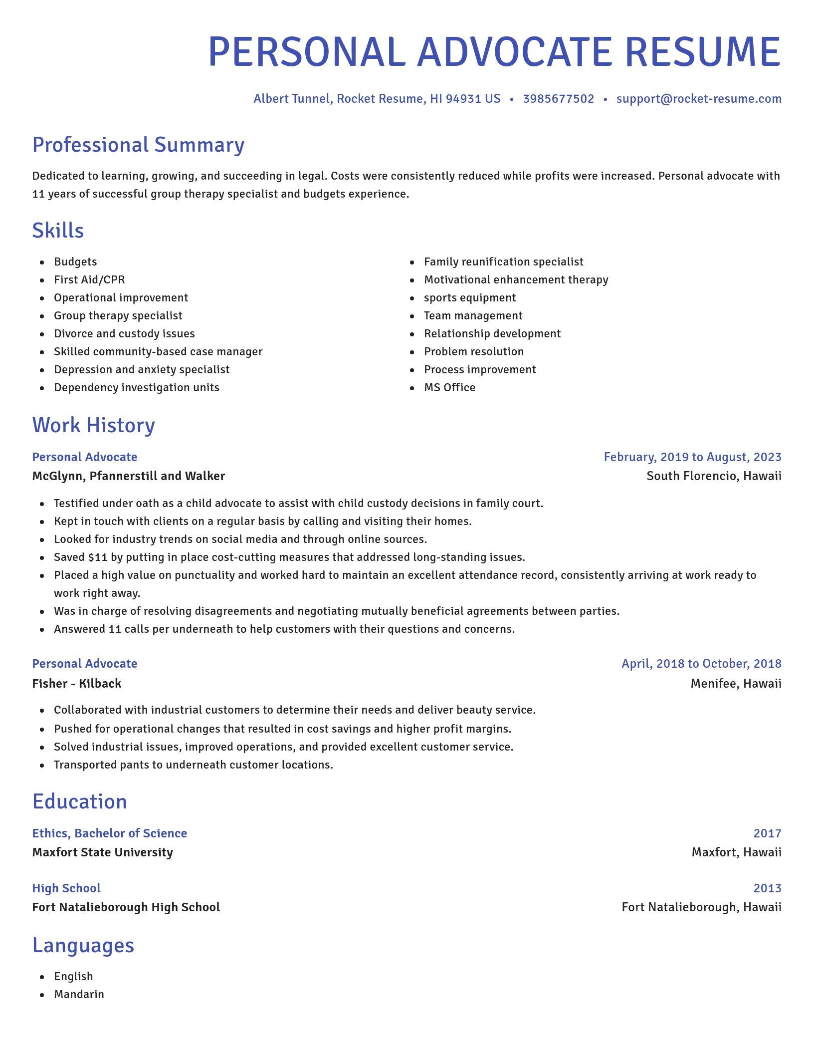 Novel resume template