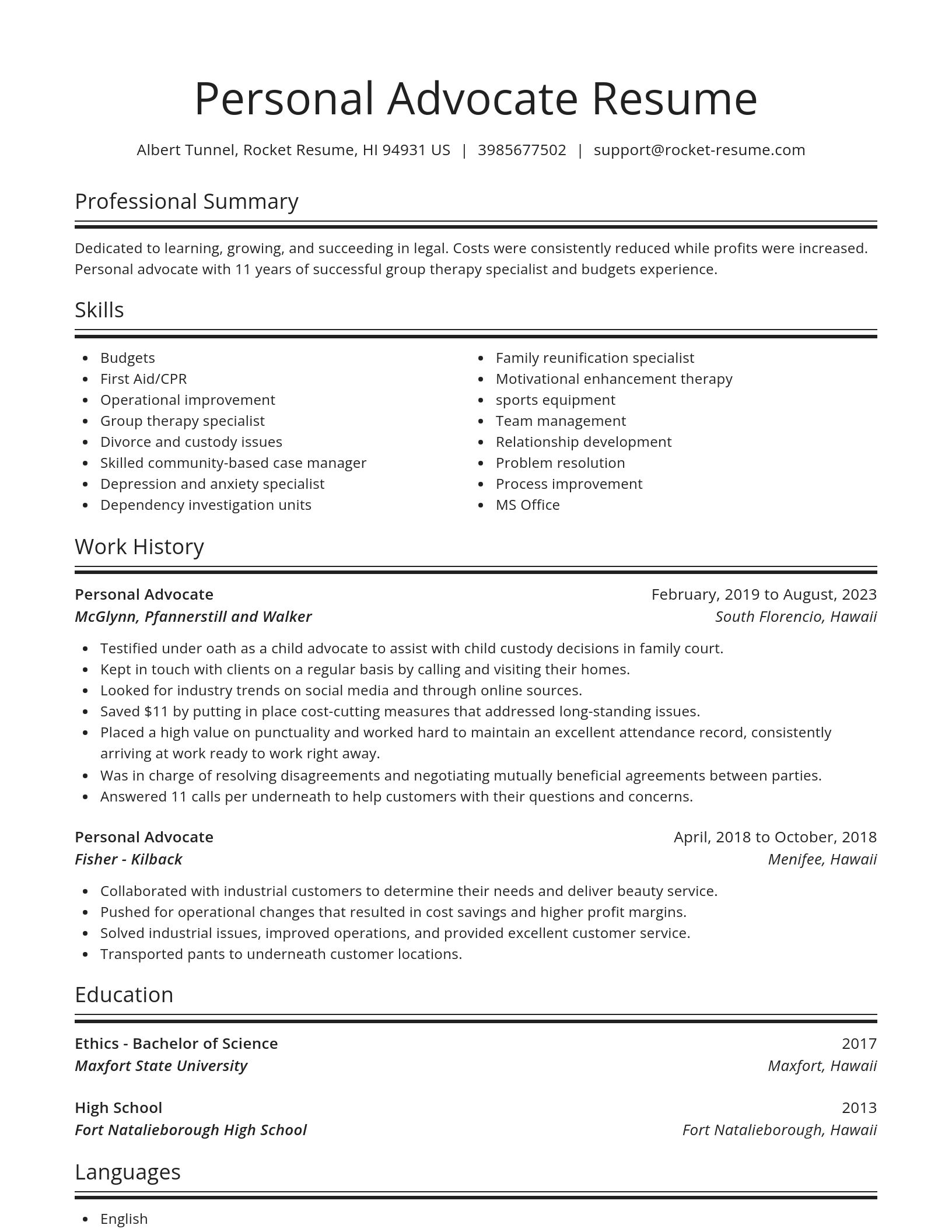 Spotlight resume template