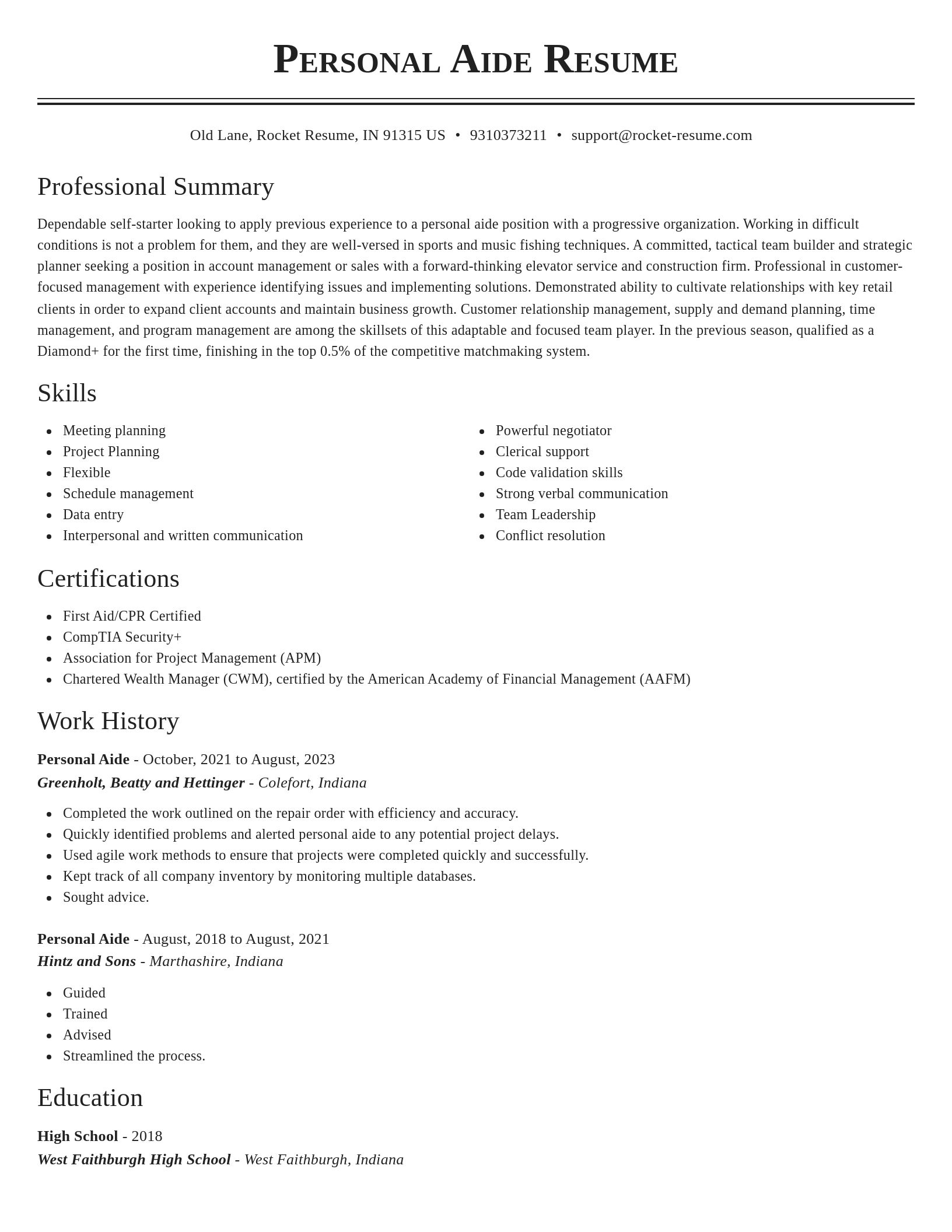Classic resume template